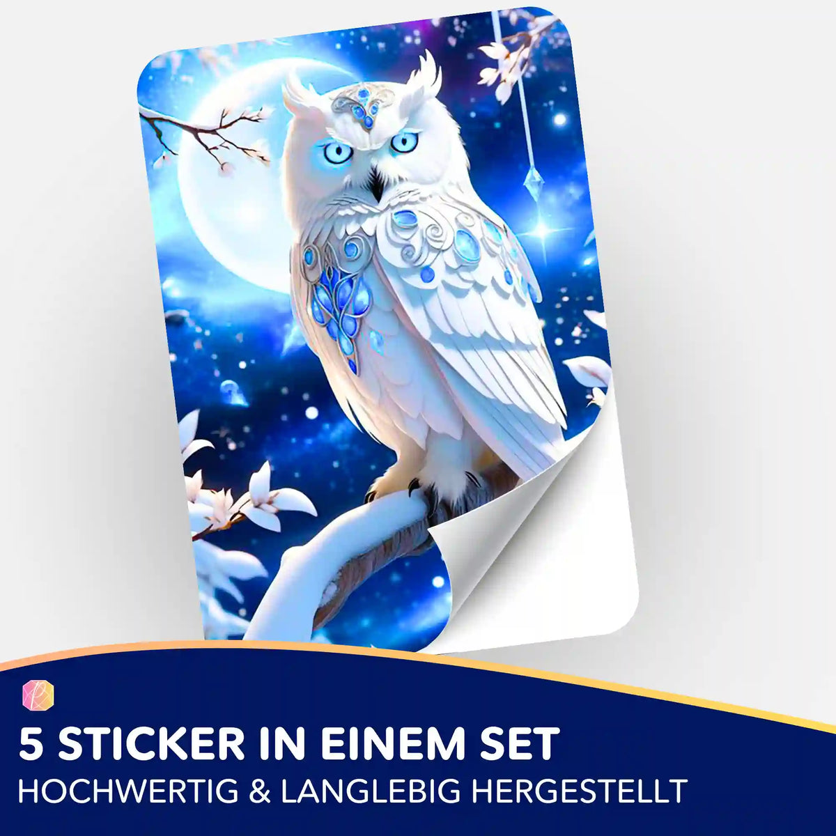 Blue Eyes Owl Aufkleber-Set für Diamond Painting Zubehör mit magischem Eulenmotiv in Blautönen