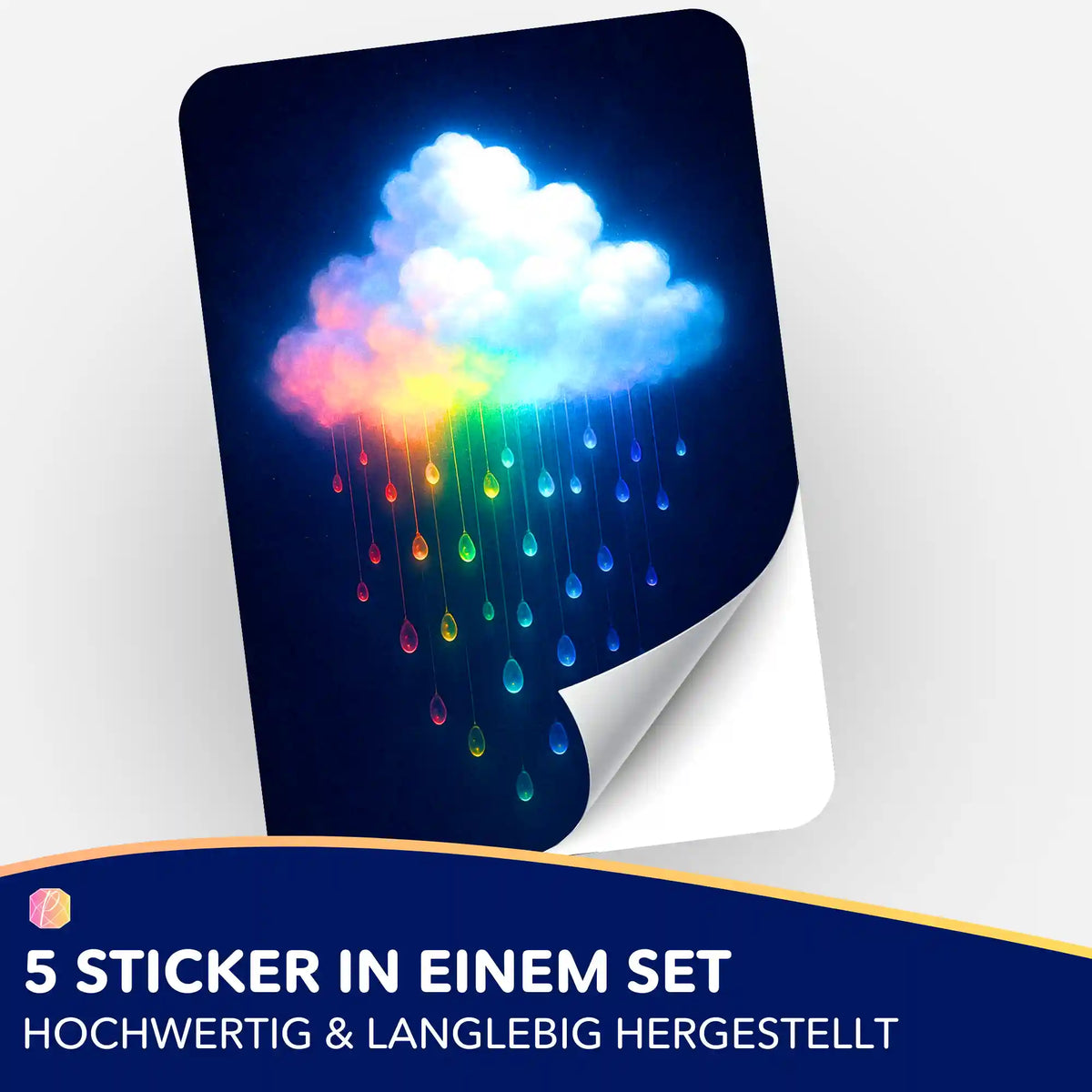Picmondoo 5er-Set Aufkleber mit Regenbogenwolke Motiv für Diamond Painting Zubehör und Organisation