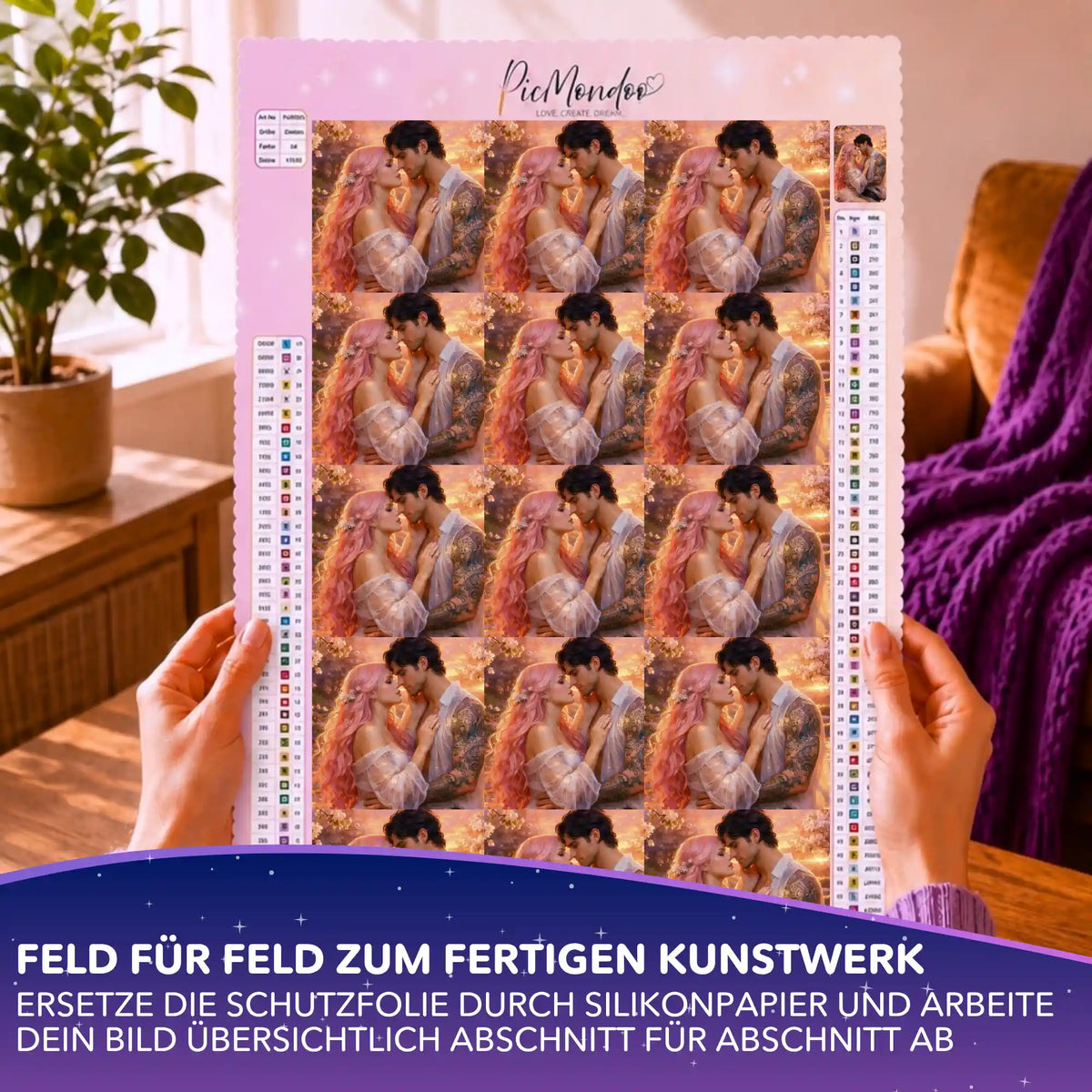Diamond Painting Zubehör: Silikonpapier-Set Trust Me auf Leinwand mit romantischem Paar von Picmondoo