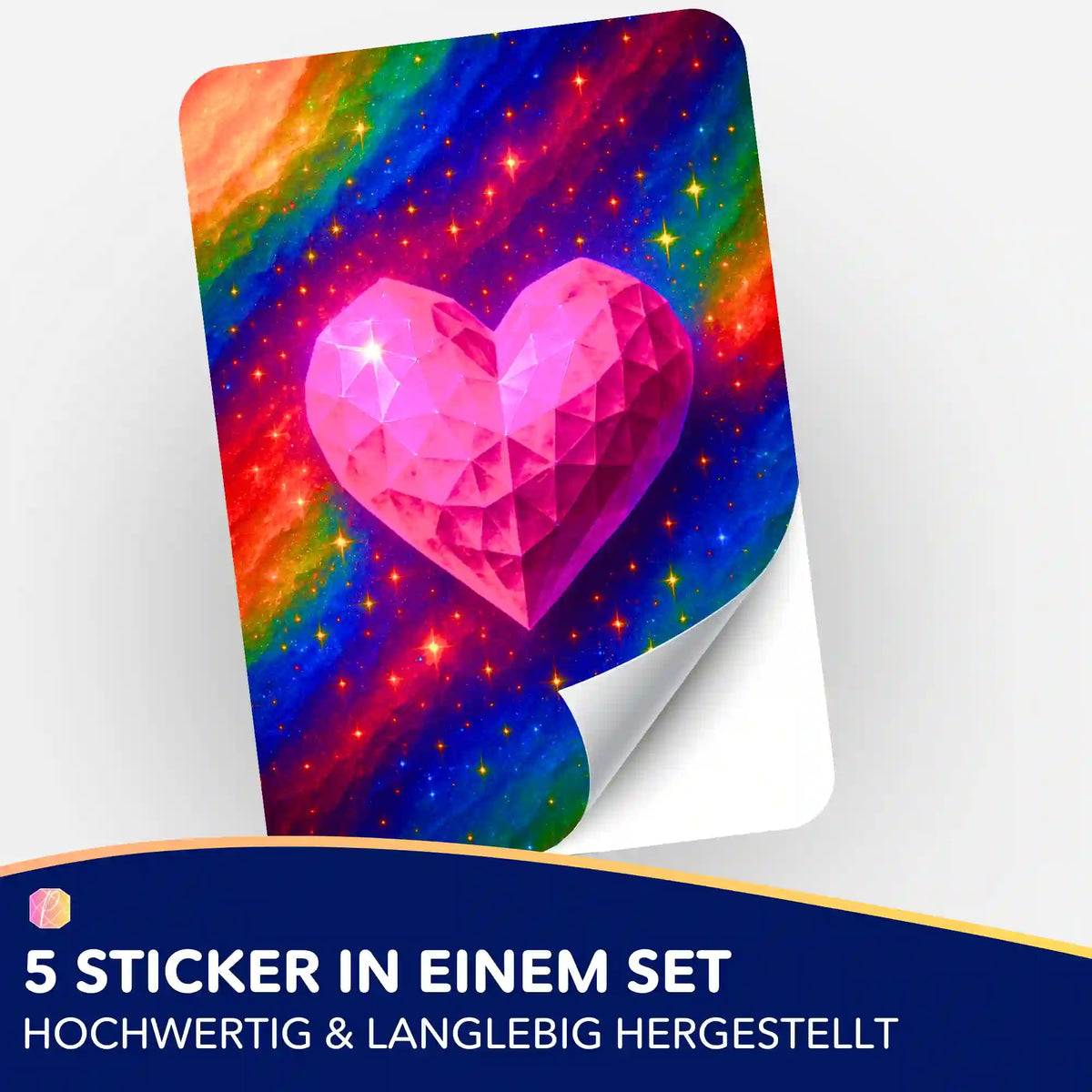 5er-Set Aufkleber mit funkelndem Herzkristall Motiv für Diamond Painting Zubehör und Organisation