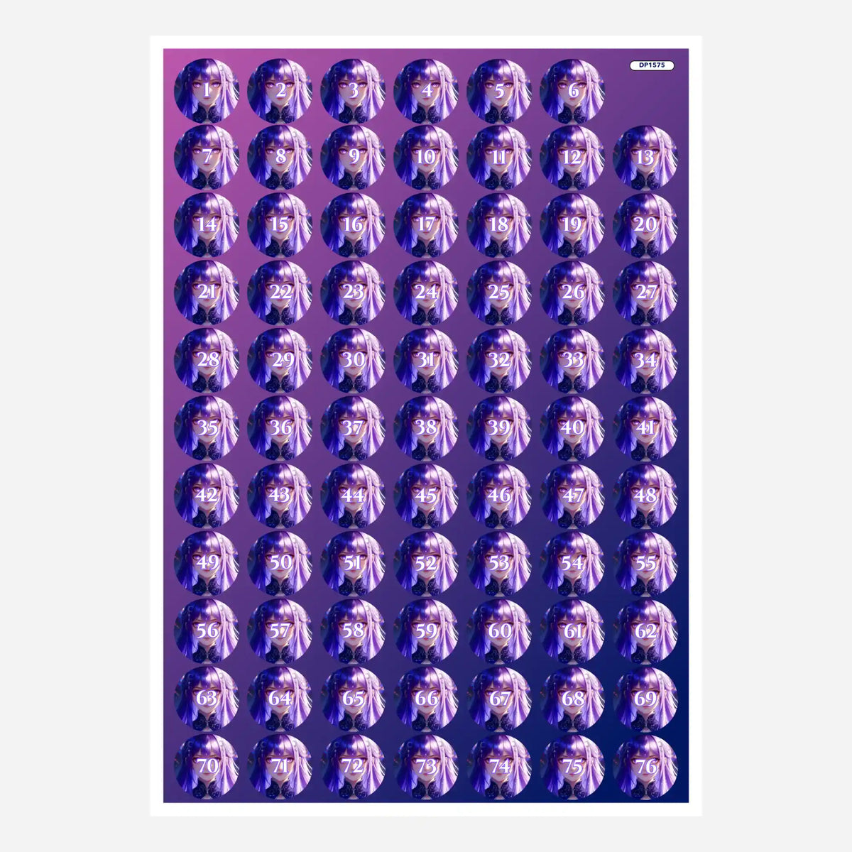 Buntes Anime Diamond Painting Aufkleber-Set Purple Moon Star zum Sortieren der Steinfarben für dein Diamond Painting Zubehör