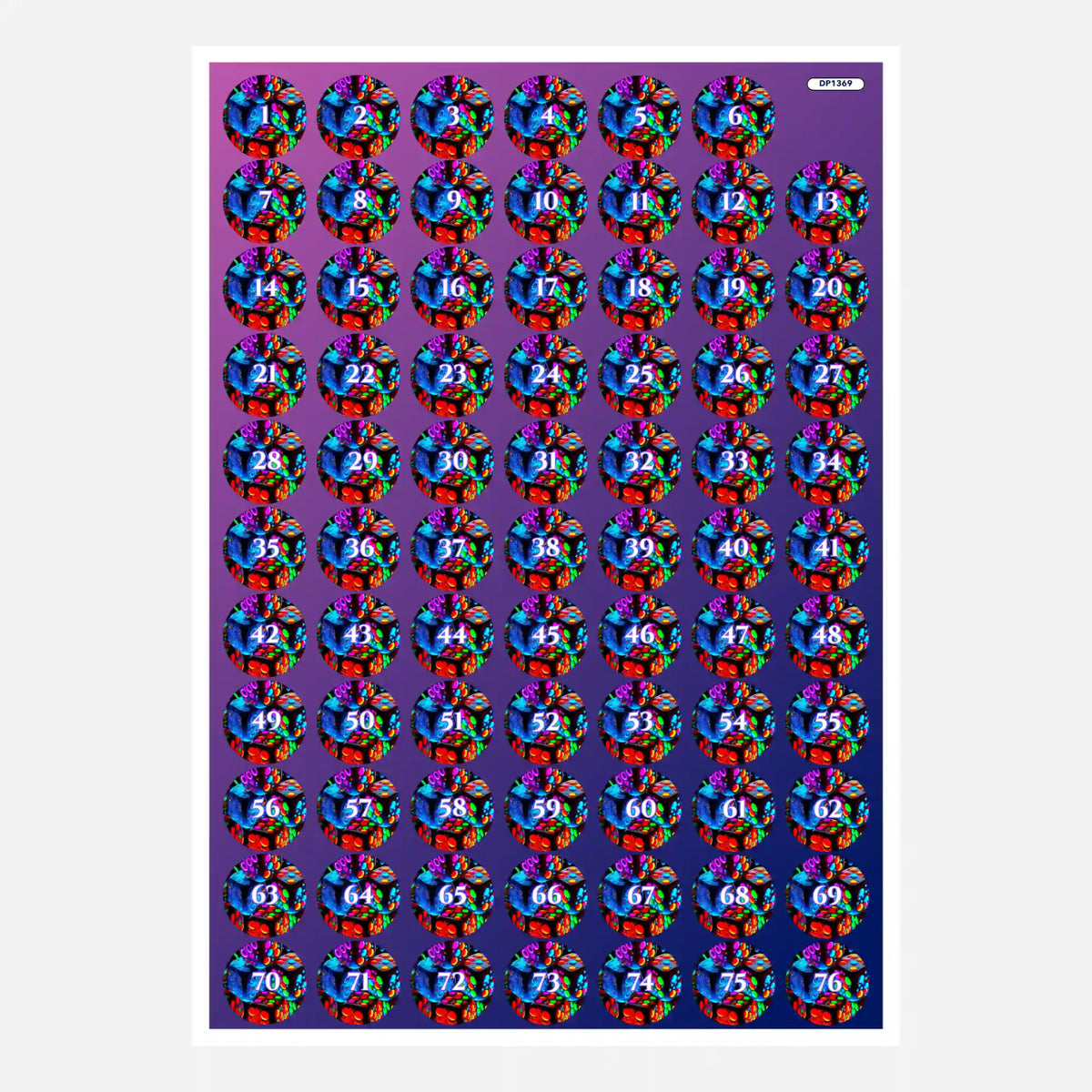 Bunte Diamond Painting Döschenaufkleber mit Zahlen-Beschriftung zur Organisation von Steinen für dein DIY-Projekt.