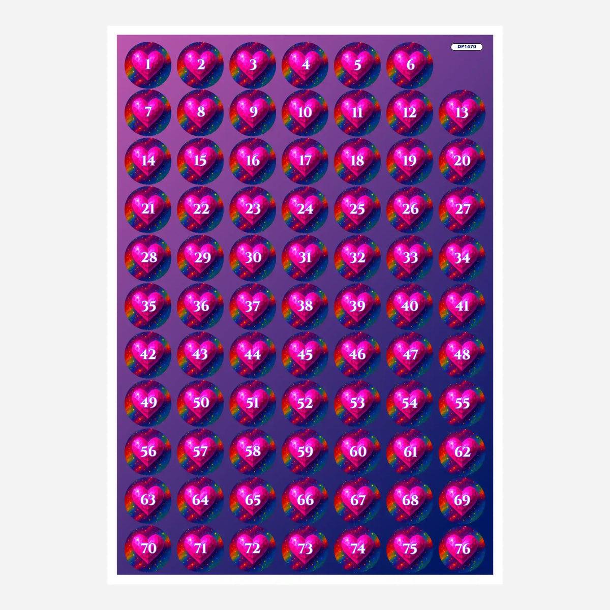 Bunte Diamond Painting Döschenaufkleber mit pinkem Herzkristall-Motiv zur Sortierung von Diamanten
