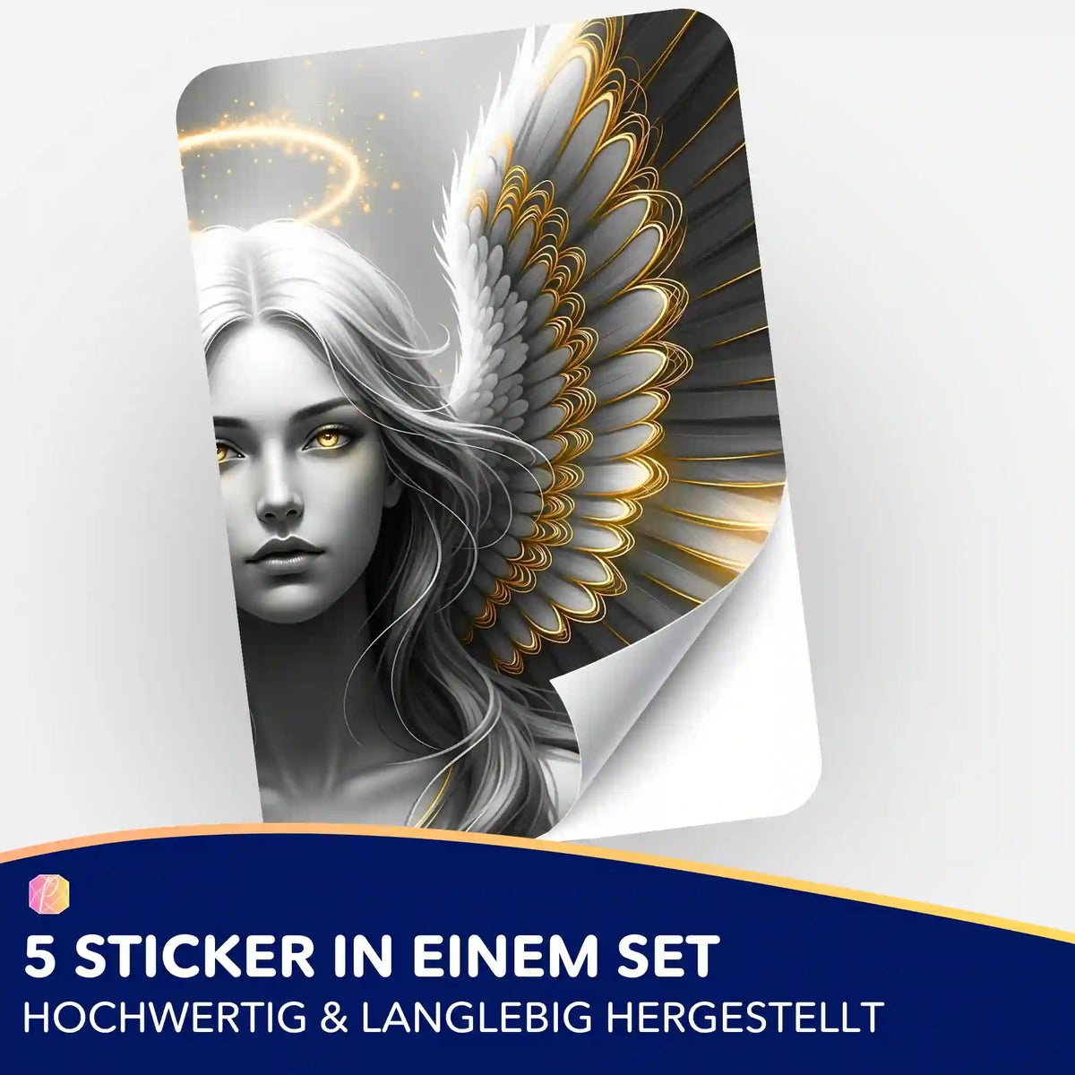 5er-Set Sticker Golden Angel für Diamond Painting Zubehör – Engel Motiv mit goldenen Details und Engelsflügeln