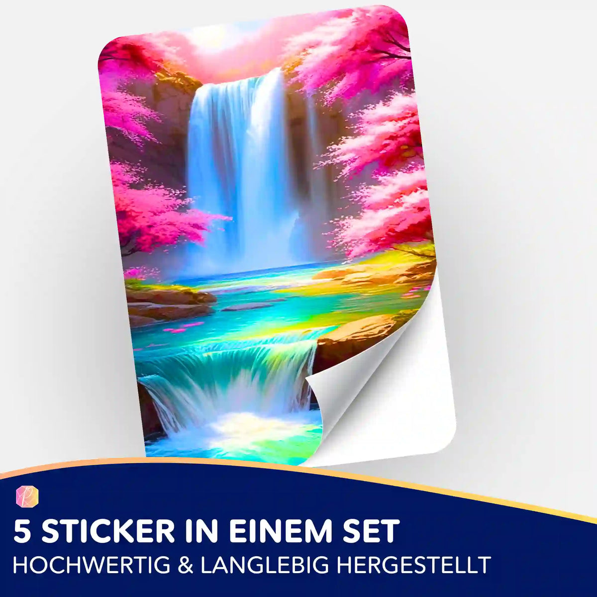 Picmondoo 5er-Set Aufkleber mit Kirschblüten am Wasserfall Motiv für Diamond Painting Zubehör und Organisation