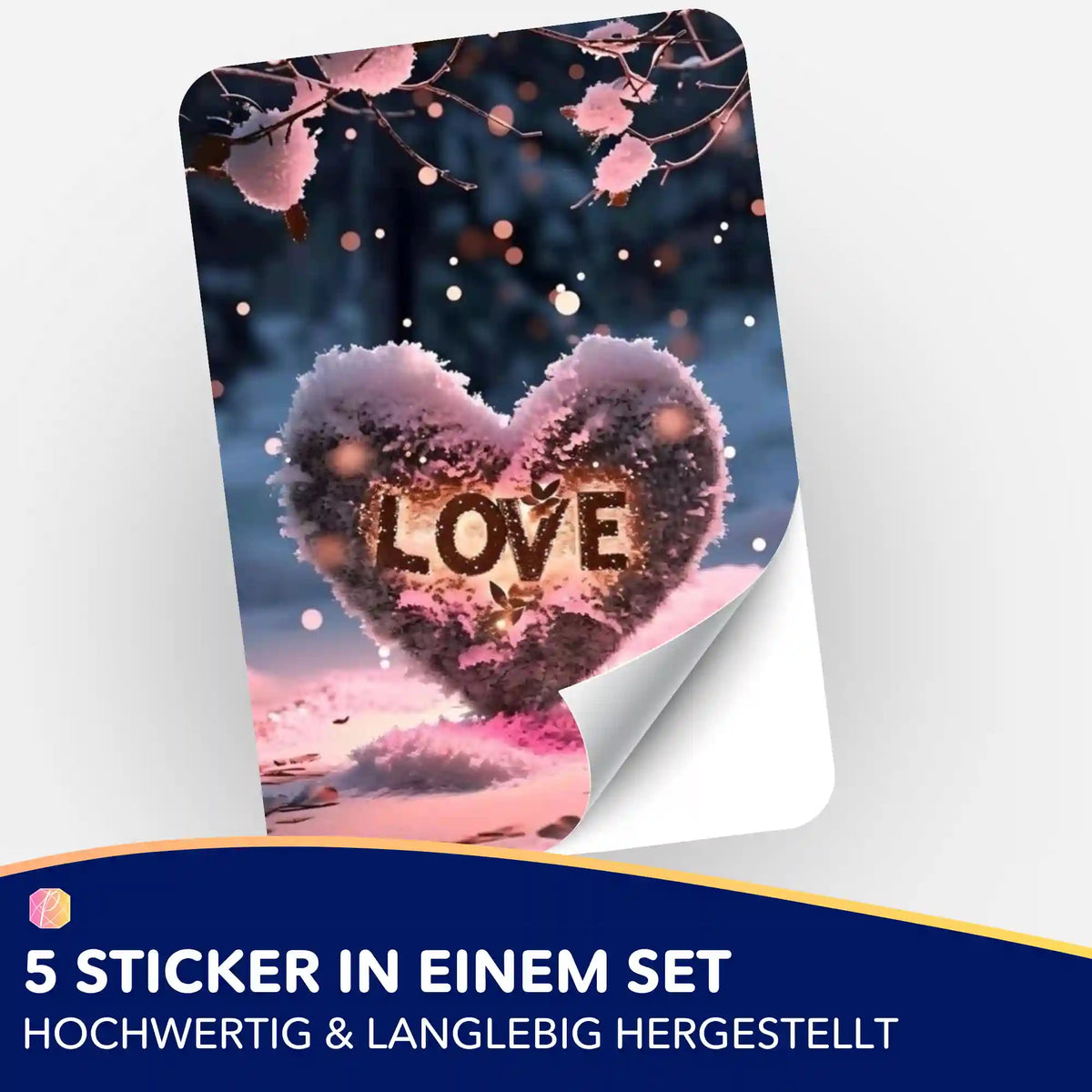 5er-Set Aufkleber mit LOVE-Herz-Motiv für Diamond Painting Dekoration und Organisation des kreativen Hobbys.