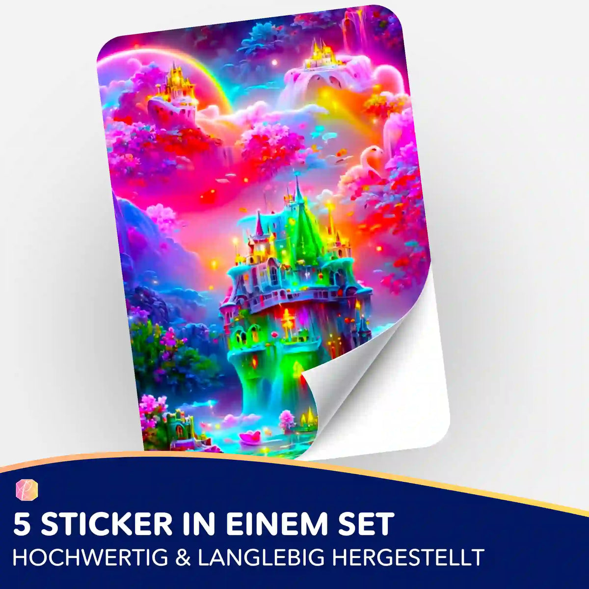 5er-Set Aufkleber mit märchenhaftem Traumland Motiv für Diamond Painting Zubehör und Organisation