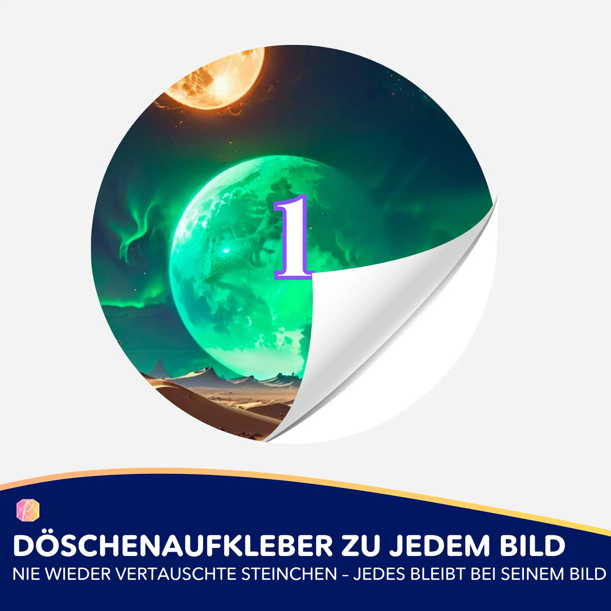 Runder Döschenaufkleber Finsternis mit Nummer 1 für Diamond Painting Zubehör zur einfachen Sortierung der Glitzersteine