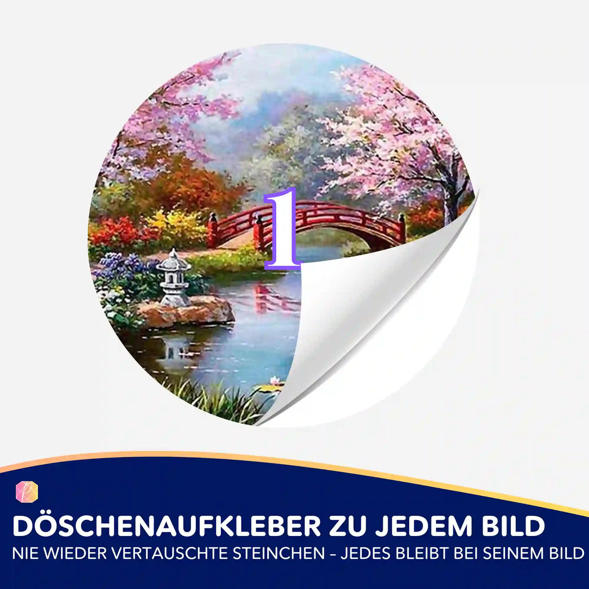 Döschenaufkleber mit Motiv Chinesischer Garten für Diamond Painting, zur perfekten Sortierung der Diamanten.