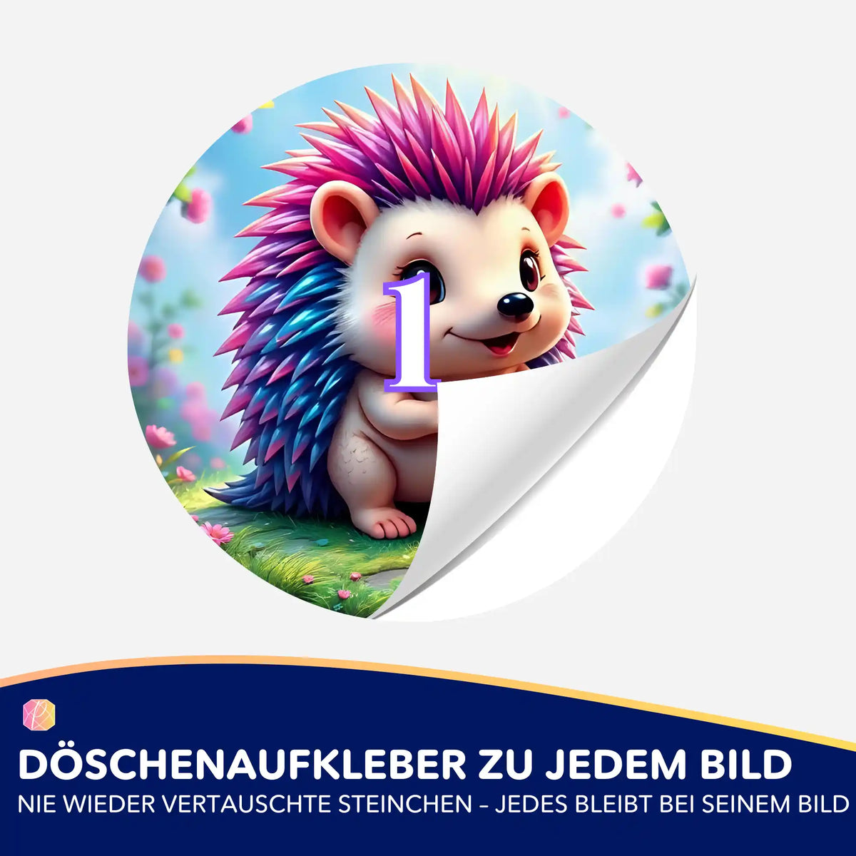 Runder Igel Ilay Döschenaufkleber mit Nummer 1 für Diamond Painting Zubehör zur Ordnung der Diamanten