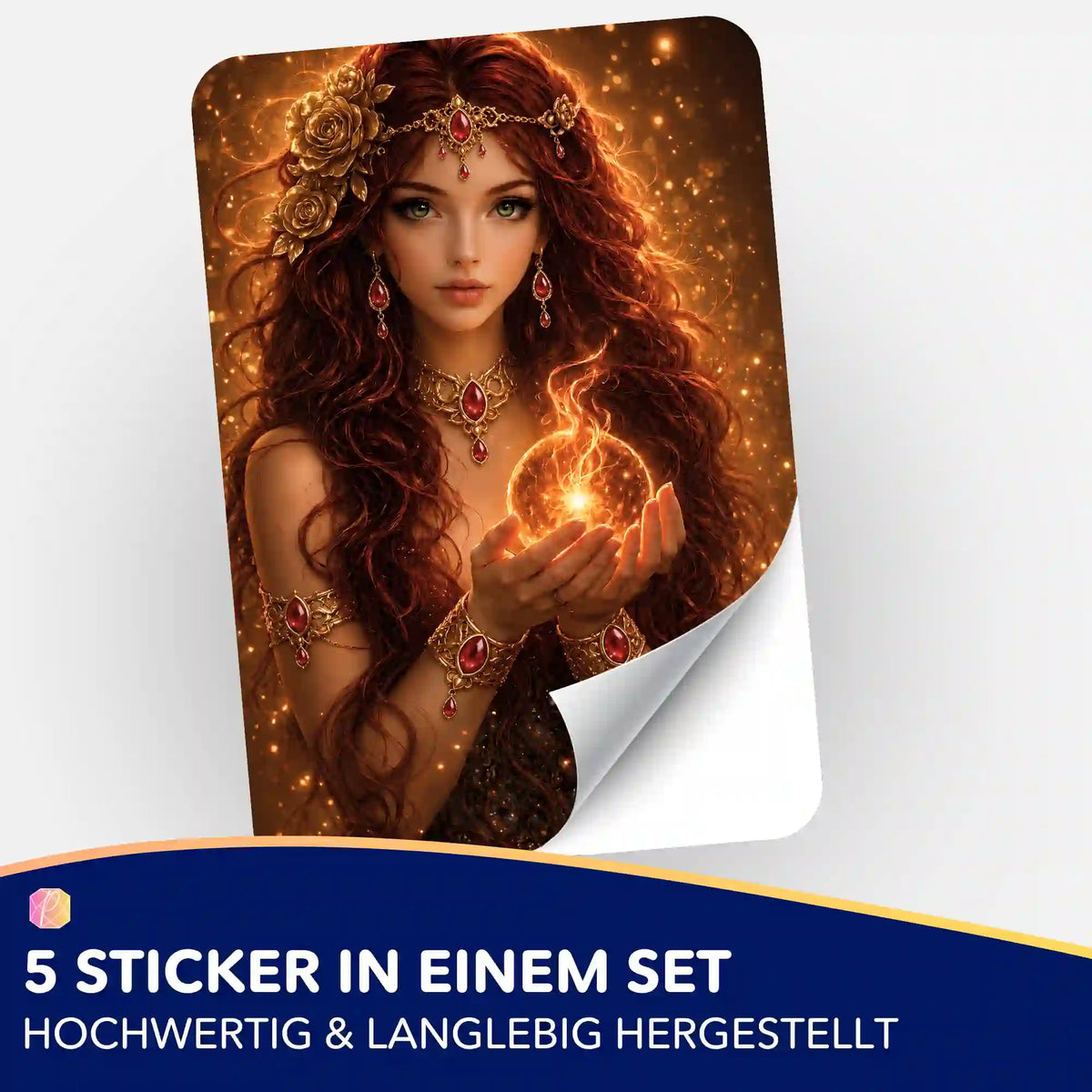 5er-Set Aufkleber Göttin der Sonne für Diamond Painting Organisation mit ästhetischem Fantasy-Motiv