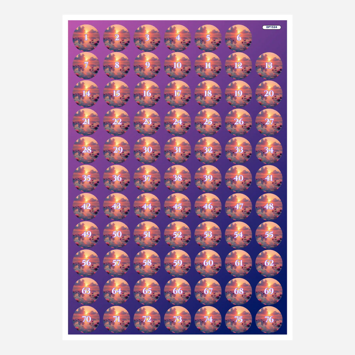 Döschenaufkleber mit Abenddämmerung-Motiv zur Organisation von Diamond Painting Steinen für Diamond Painting Sets.