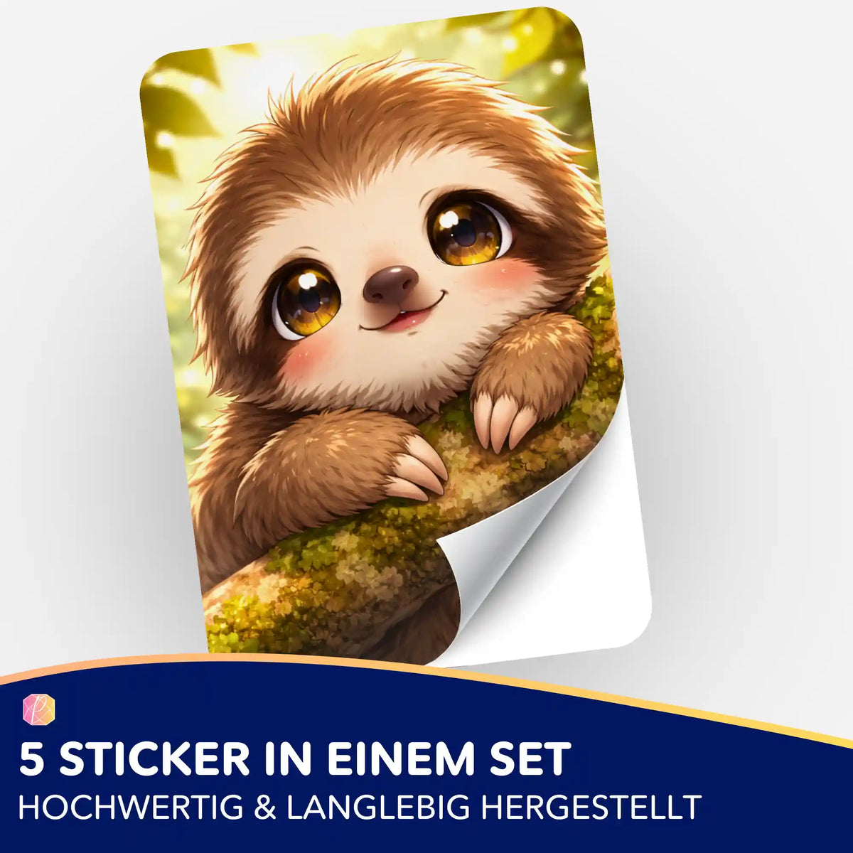 Süßer Faultier-Sticker aus dem 5er-Set zur Organisation von Diamond Painting und Malen nach Zahlen Projekten