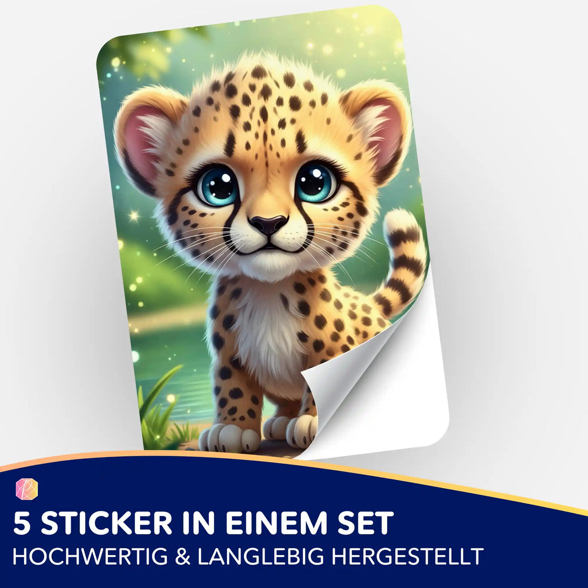 Kibo Geparden-Aufkleber 5er-Set zur Organisation für Diamond Painting und Bastelsets von Picmondoo