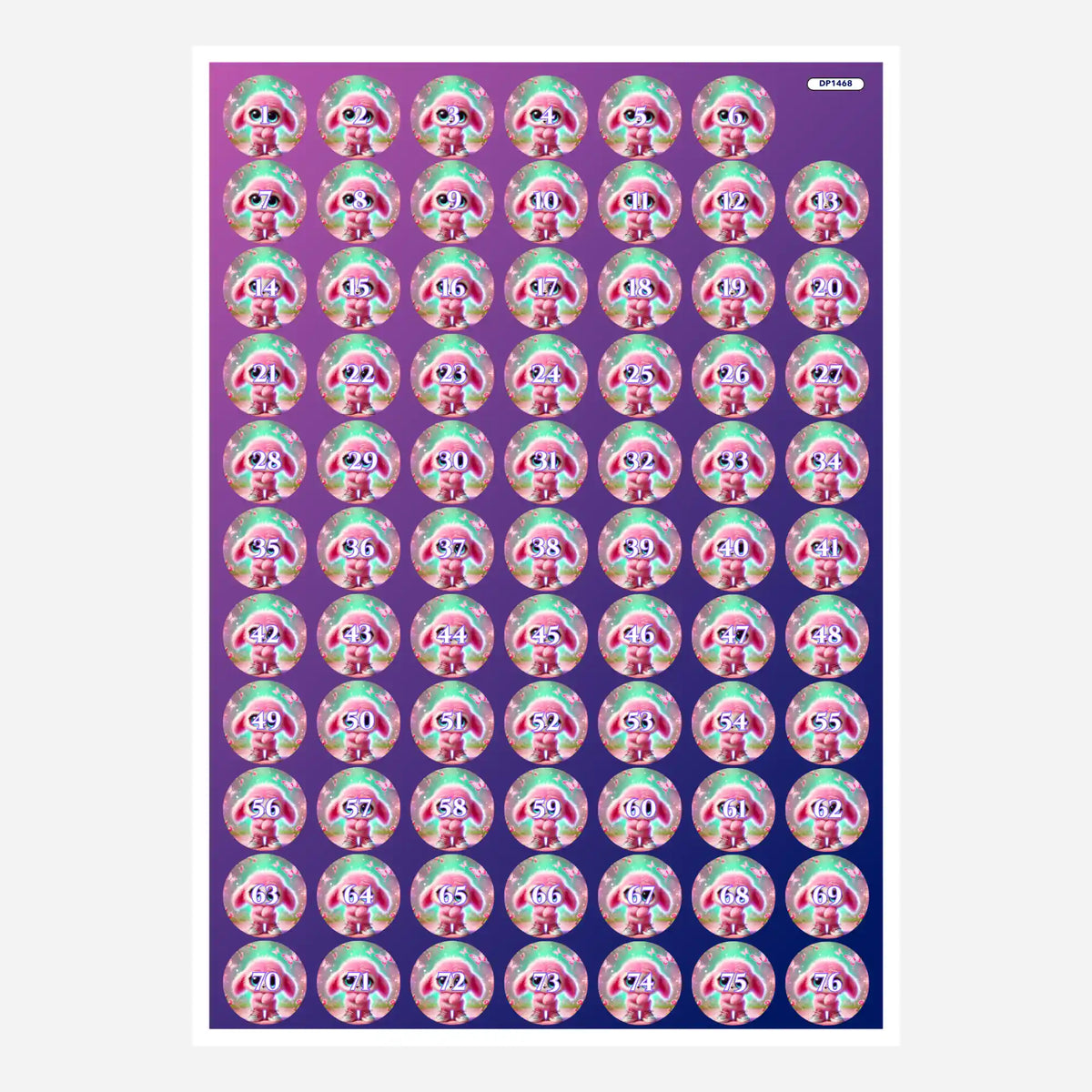 Pink Fluffel Knuffel Döschenaufkleber für Diamond Painting Zubehör zur Ordnung der Steinchen mit Tiermotiv