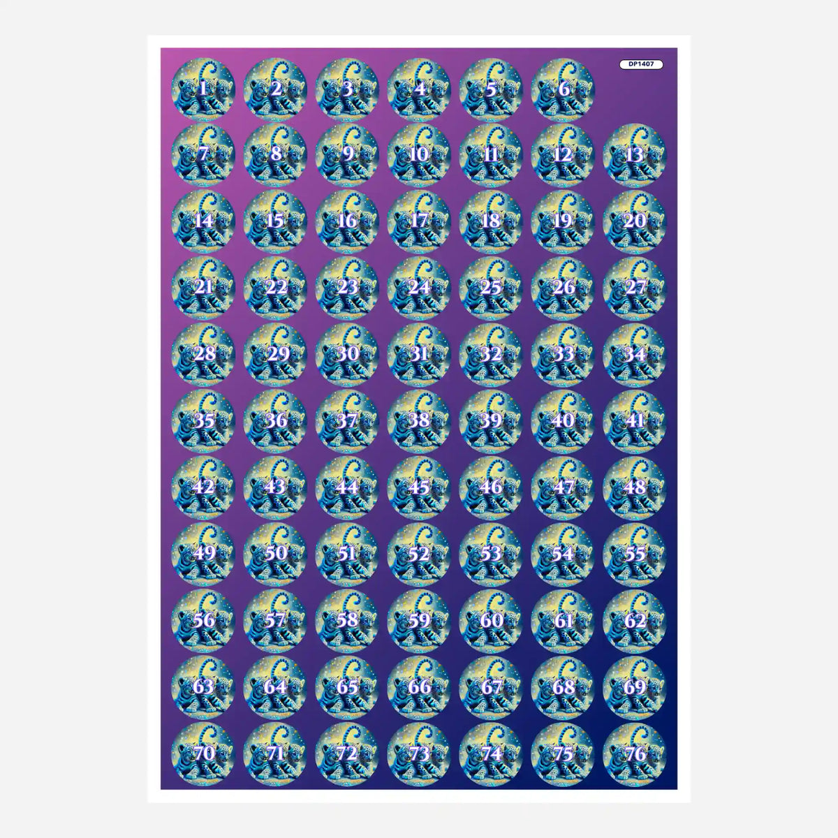 Bunte Diamond Painting Döschenaufkleber mit Leopardenbabys Motiv zur übersichtlichen Steinsortierung für DIY-Sets