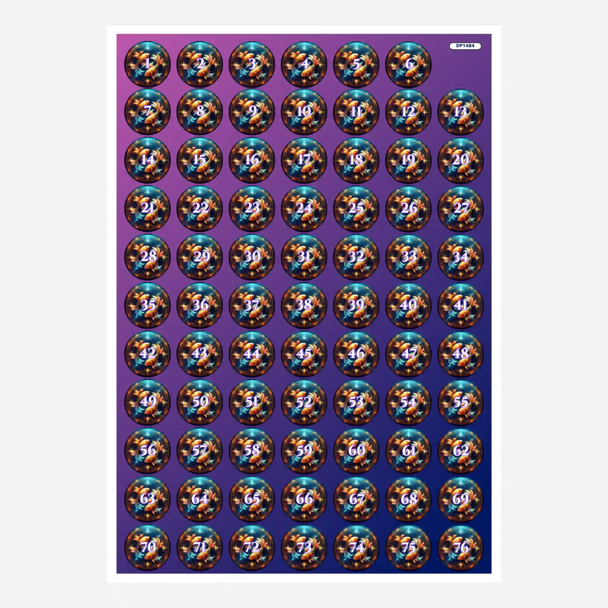 Bunte Diamond Painting Döschenaufkleber mit Sternzeichen Fisch Motiv zur Organisation von kleinen Bastelsteinen