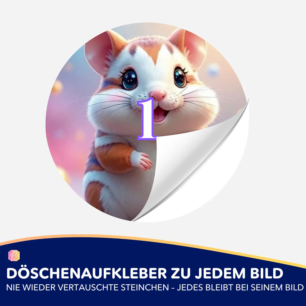 Buntes Diamond Painting Döschenaufkleber Set mit süßem Hamster-Motiv zur einfachen Beschriftung deiner Steinchen-Döschen