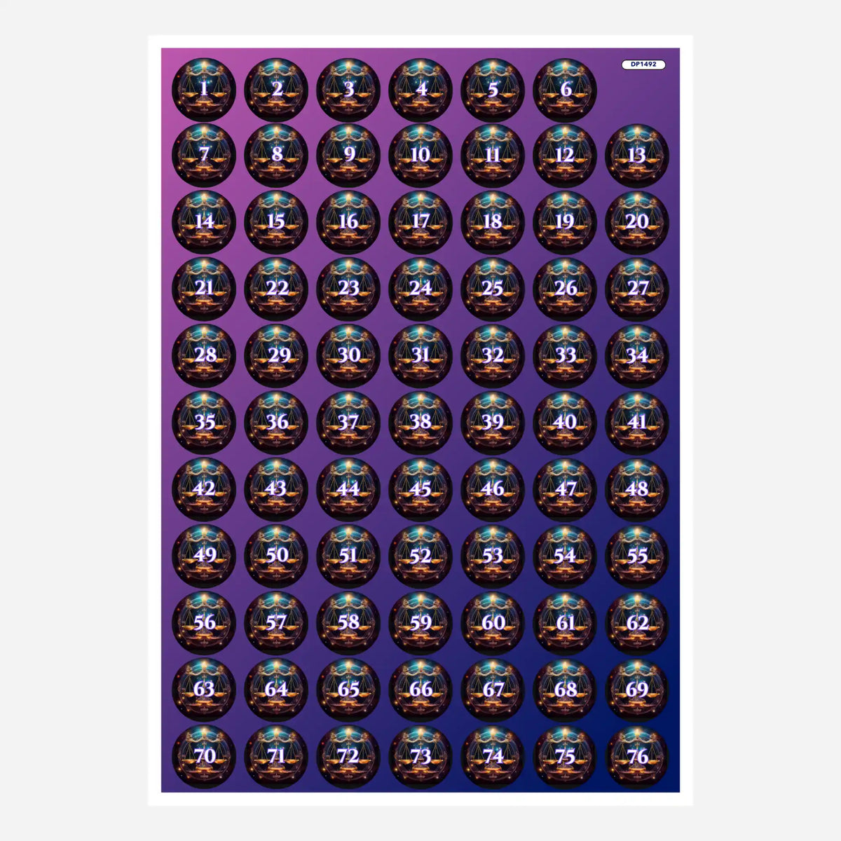 Döschenaufkleber für Diamond Painting mit Sternzeichen Waage Motiv zur sortierten Aufbewahrung von Steinen