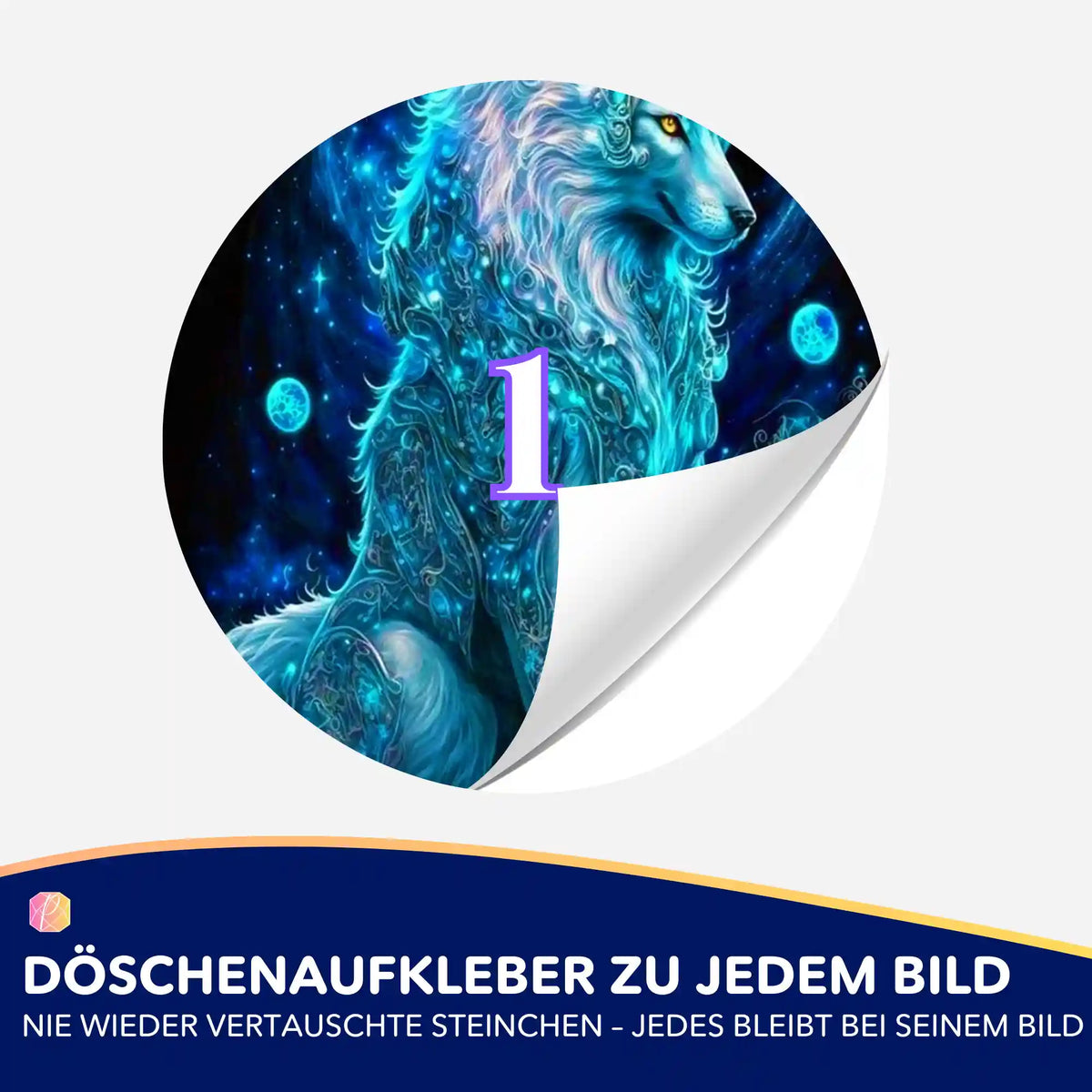 Döschenaufkleber mit Verzauberter Wolf Motiv für Diamond Painting Zubehör zur Ordnung der Diamanten