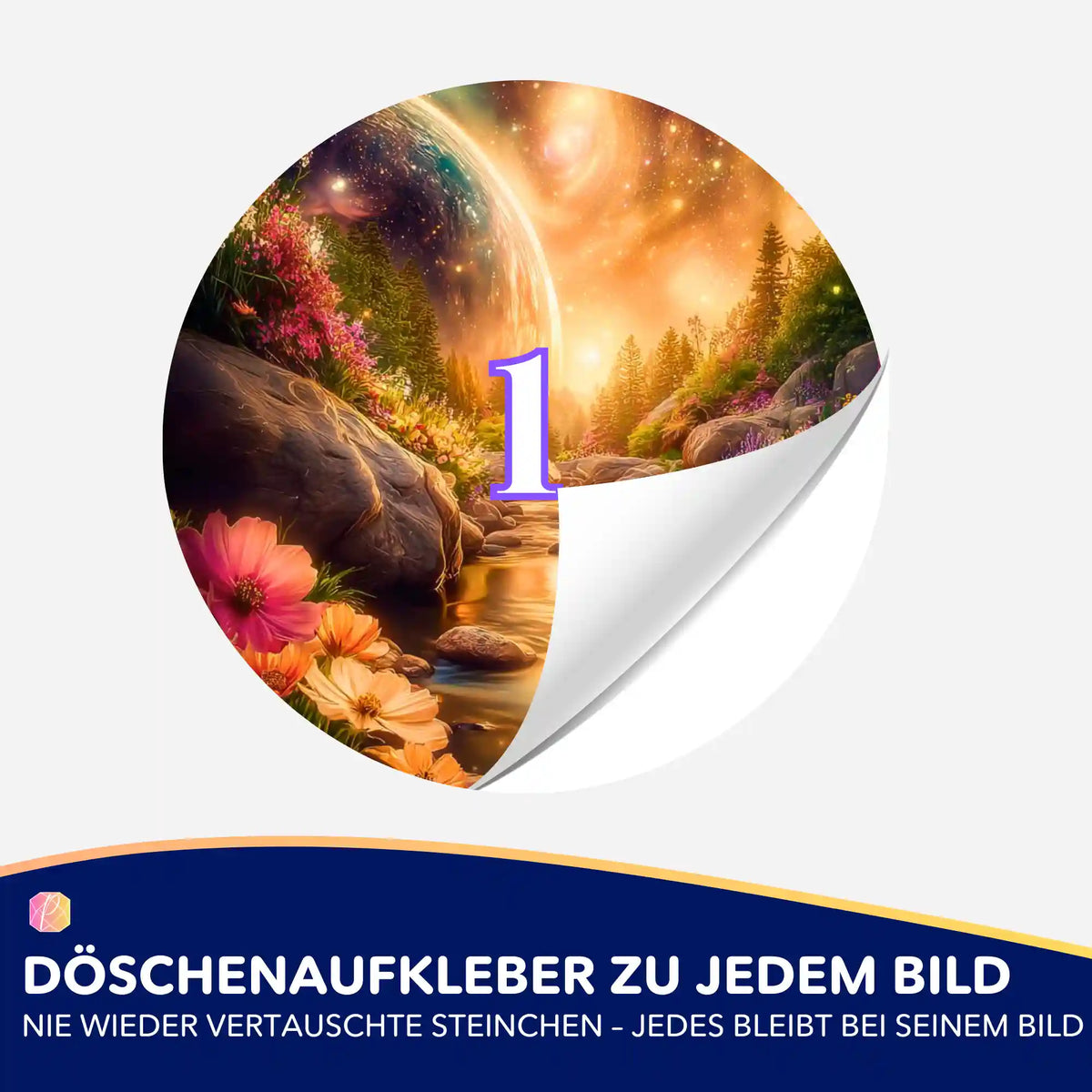 Diamond Painting Döschenaufkleber mit abstraktem Motiv für die übersichtliche Sortierung von Steinchen