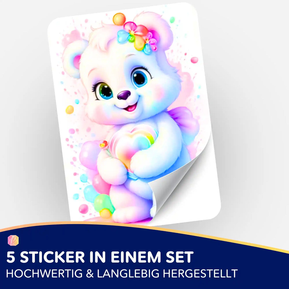 Herz-Bärchen Sticker-Set für Diamond Painting und Bastelbedarf von Picmondoo mit niedlichem Teddybär-Motiv.