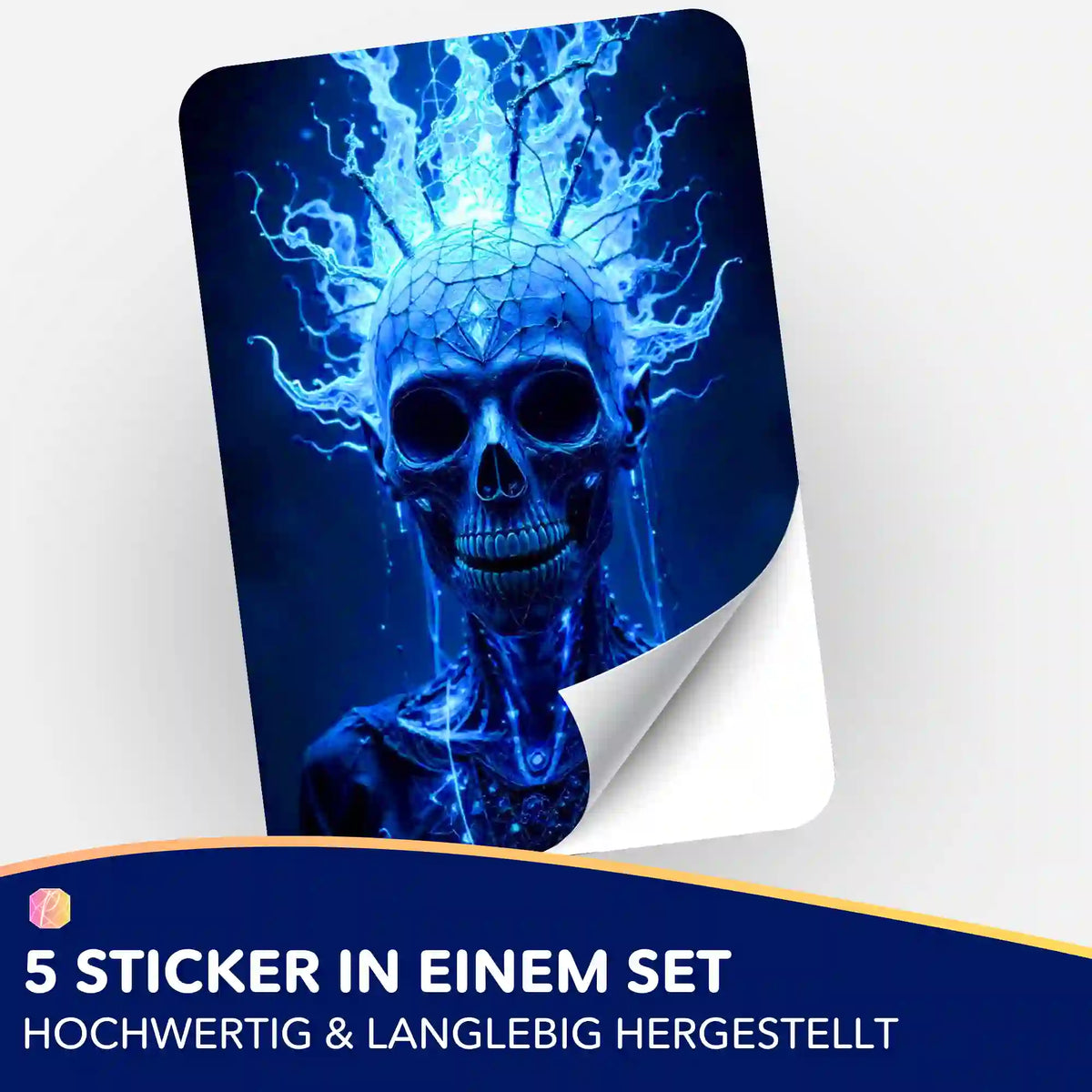 5er Aufkleber-Set mit blauem Totenkopf-Motiv für Diamond Painting und Bastelbedarf von Picmondoo