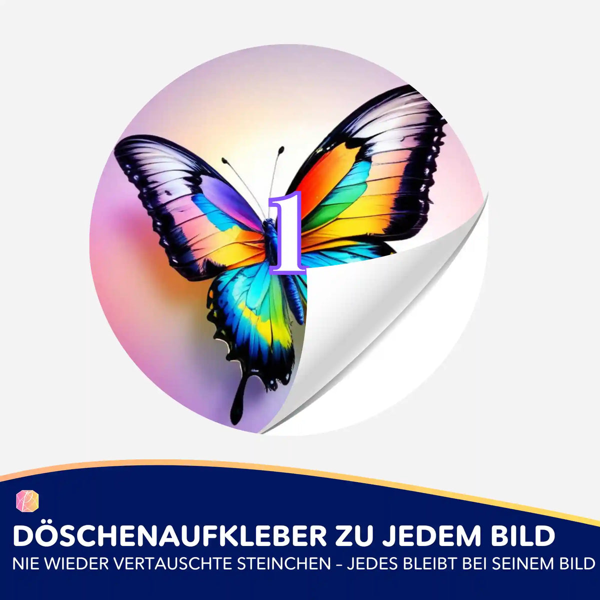 Bunter Schmetterling Döschenaufkleber für Diamond Painting zur einfachen Sortierung der Steinchen