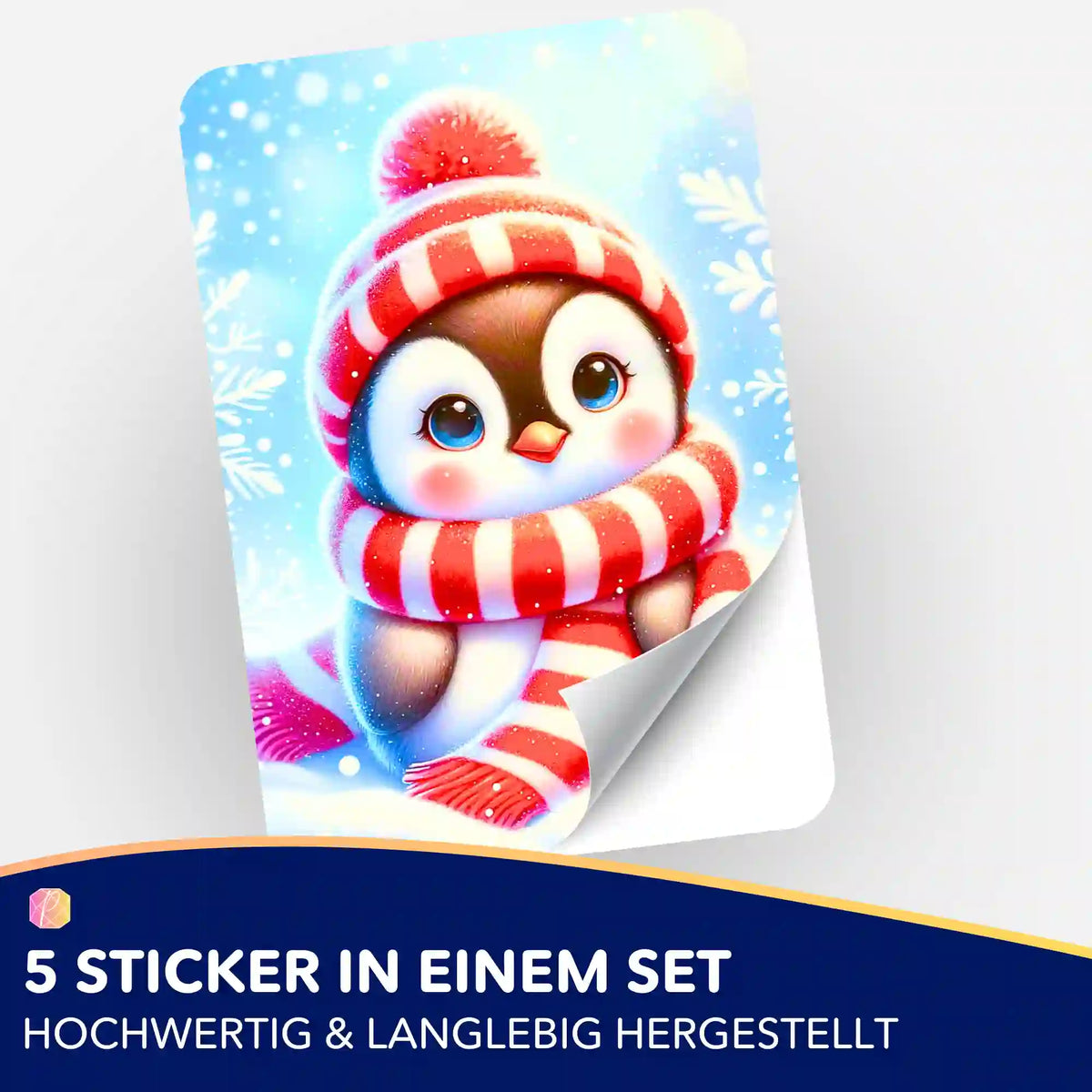 5-teiliges Aufkleber-Set mit süßem Pinguin-Motiv für Diamond Painting Fans und zur Organisation von Bastelzubehör