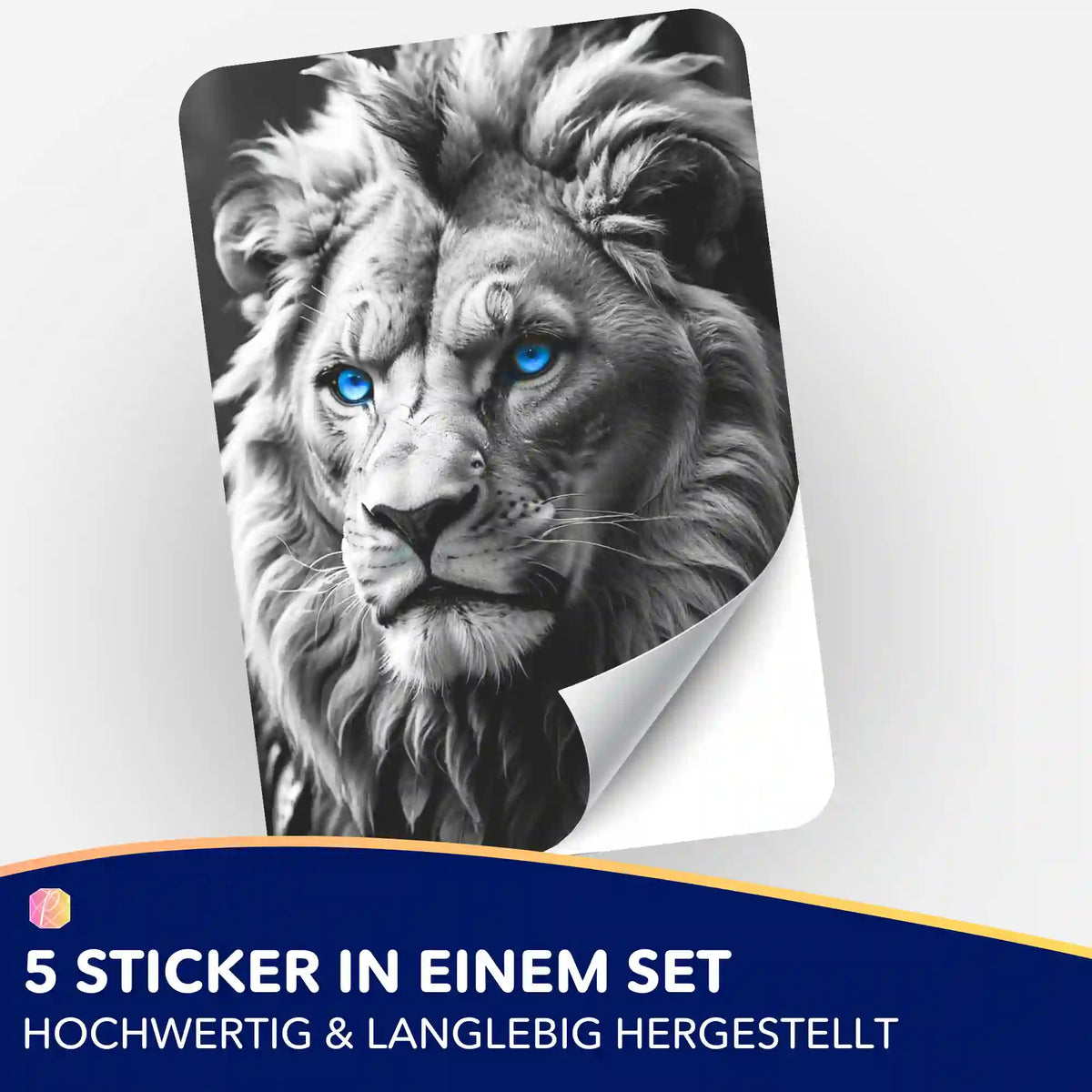 Picmondoo Sticker-Set mit Leo Löwe Motiv, ideal zur Organisation von Diamond Painting und Malen nach Zahlen Projekten.