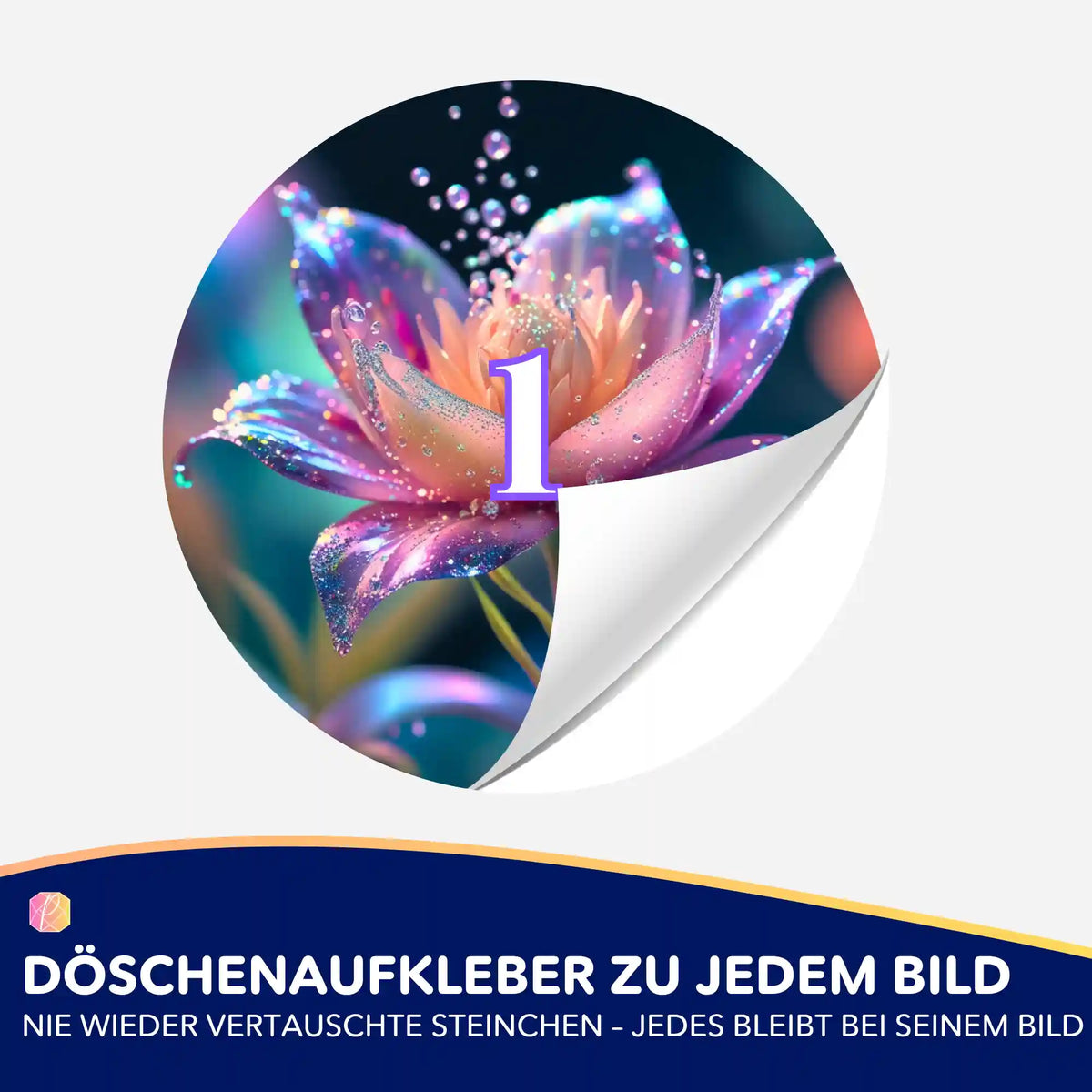 Bunter Sternentau Döschenaufkleber mit Nummer 1 für die Diamond Painting Steinchen-Sortierung