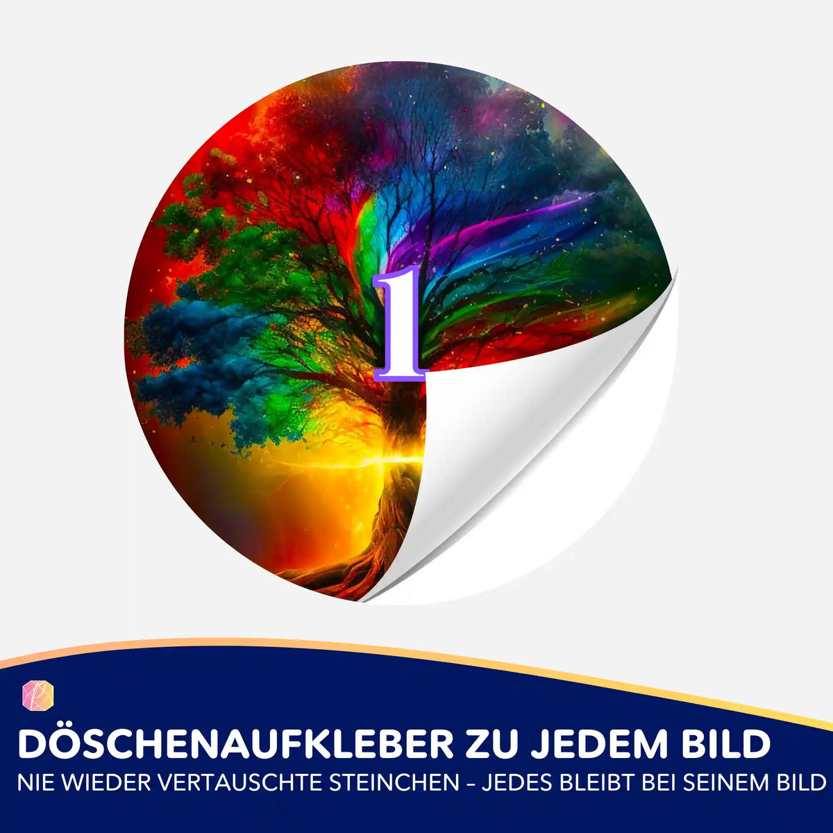 Bunter Döschenaufkleber Lebensbaum für Diamond Painting Zubehör zur geordneten Aufbewahrung von Steinchen