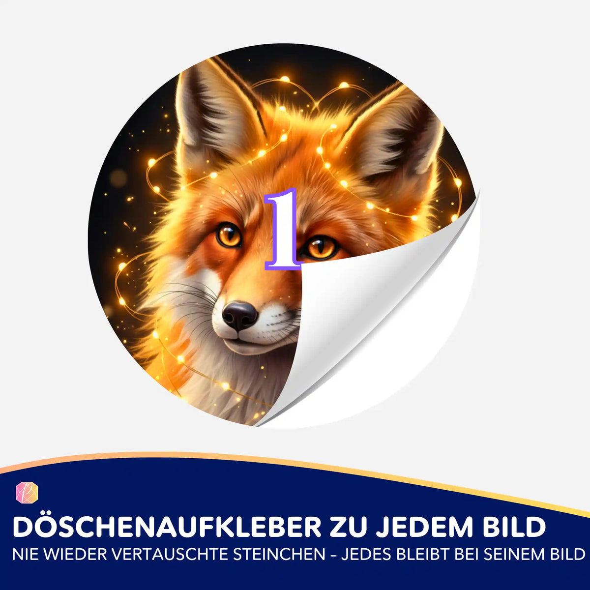 Runder Döschenaufkleber mit Fuchsmotiv für Diamond Painting Organisation und Zubehör zur Sortierung der Glitzersteine
