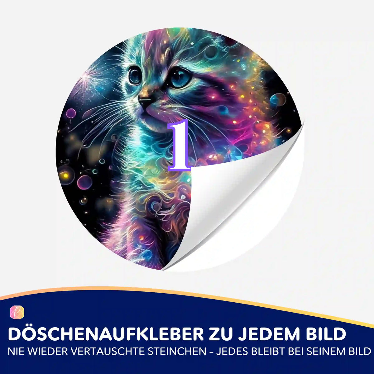 Bunter Kätzchen-Döschenaufkleber für Diamond Painting Zubehör zur einfachen Sortierung der Diamanten Steine