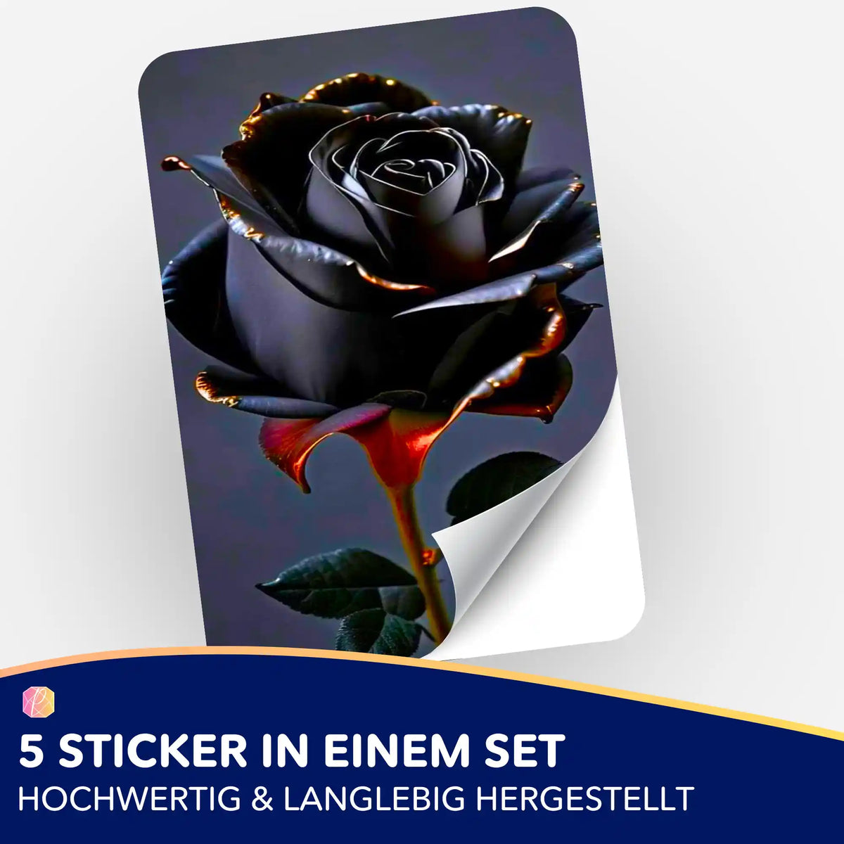 Black Rose Sticker 5er-Set zur Organisation von Diamond Painting und Malen nach Zahlen Projekten