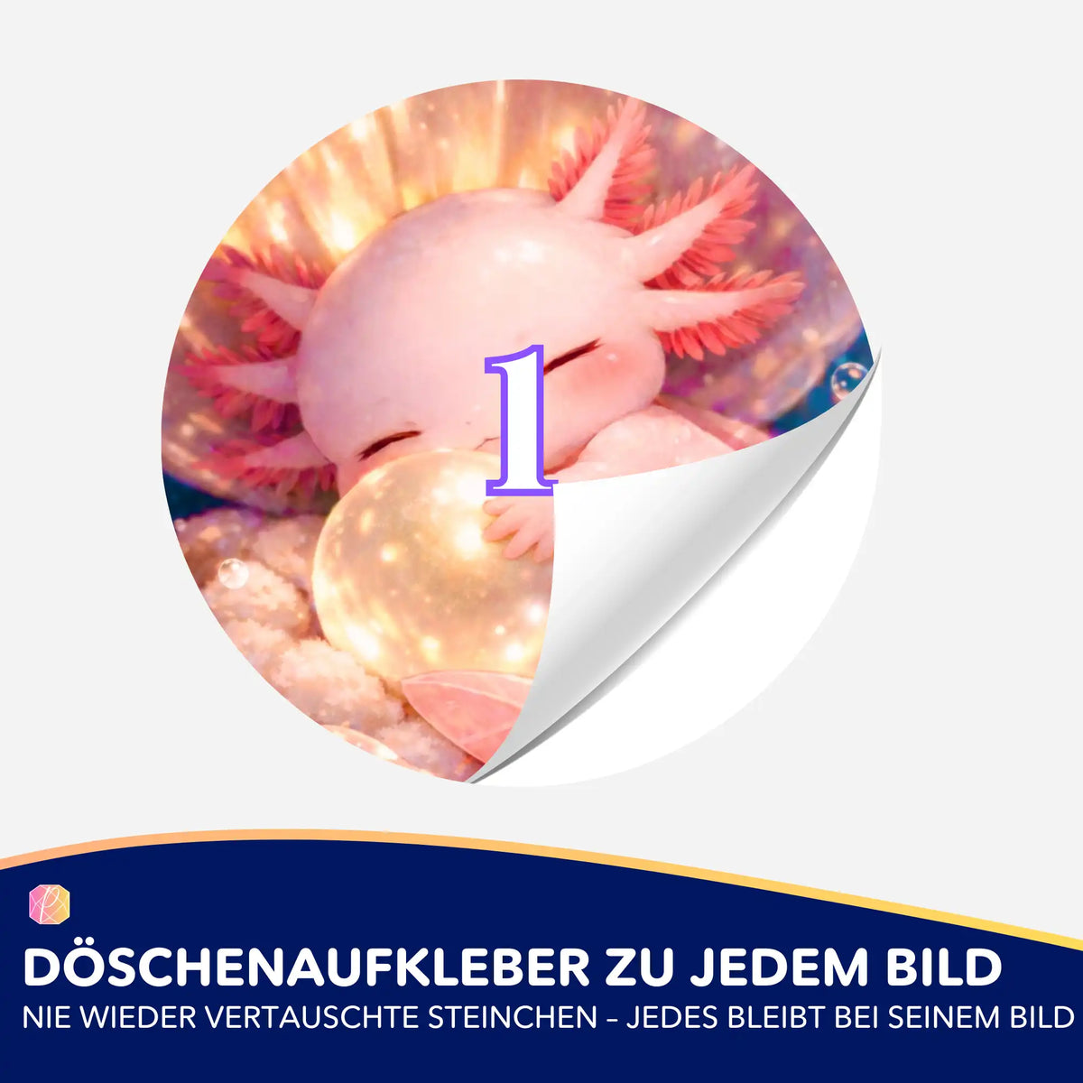 Axolotl Little Hugs Döschenaufkleber mit Nummerierung zur Organisation von Diamond Painting Steinchen