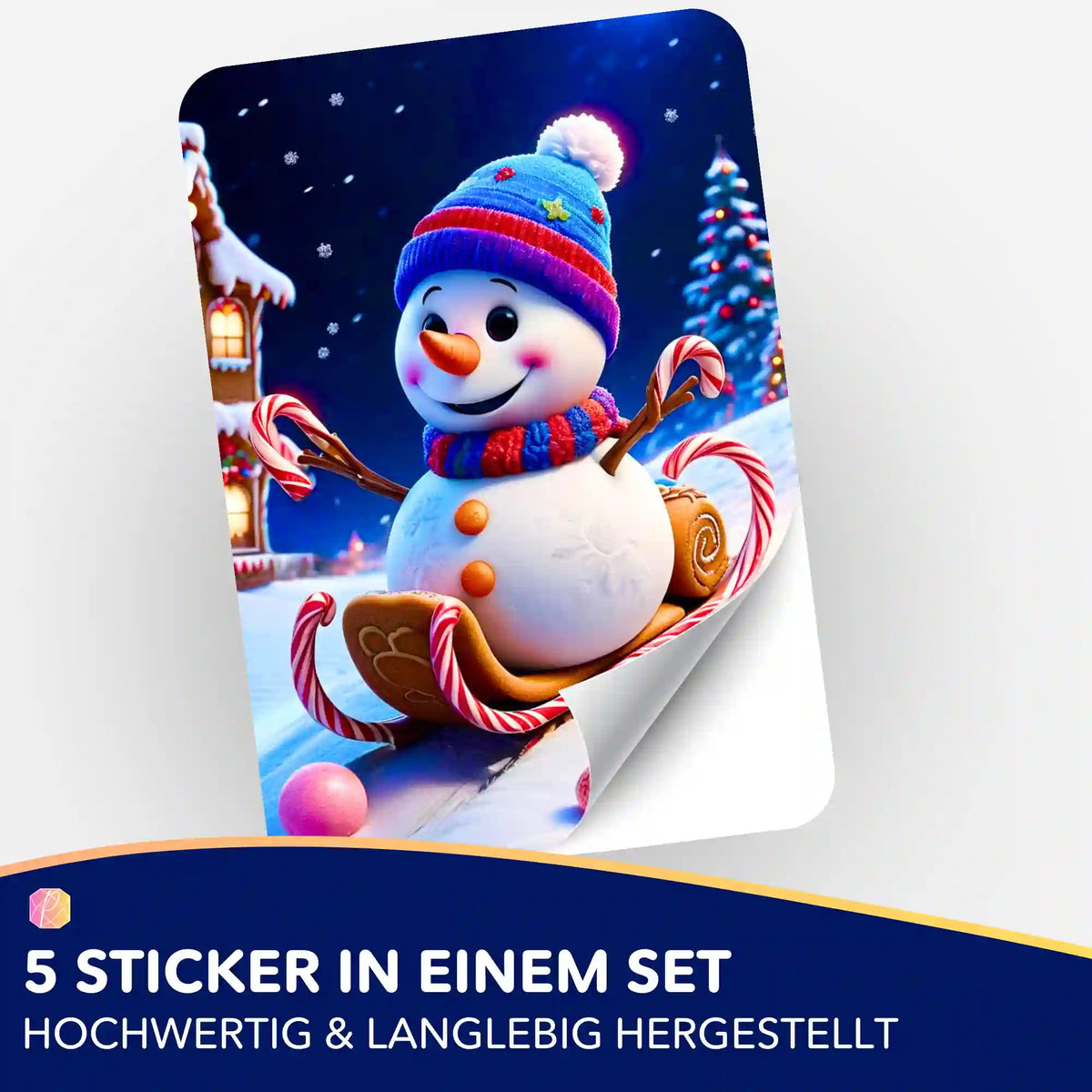 Picmondoo 5er-Set Aufkleber mit süßem Schneemann-Motiv zur Organisation von Diamond Painting Zubehör