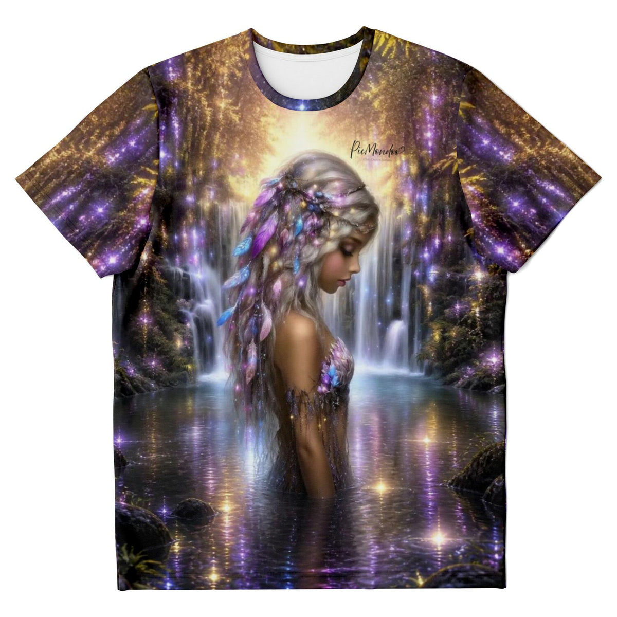 Dreamer T-Shirt mit Fee im Wasserfall-Design, inspiriert von magischen Diamond Painting und Malen nach Zahlen Motiven.