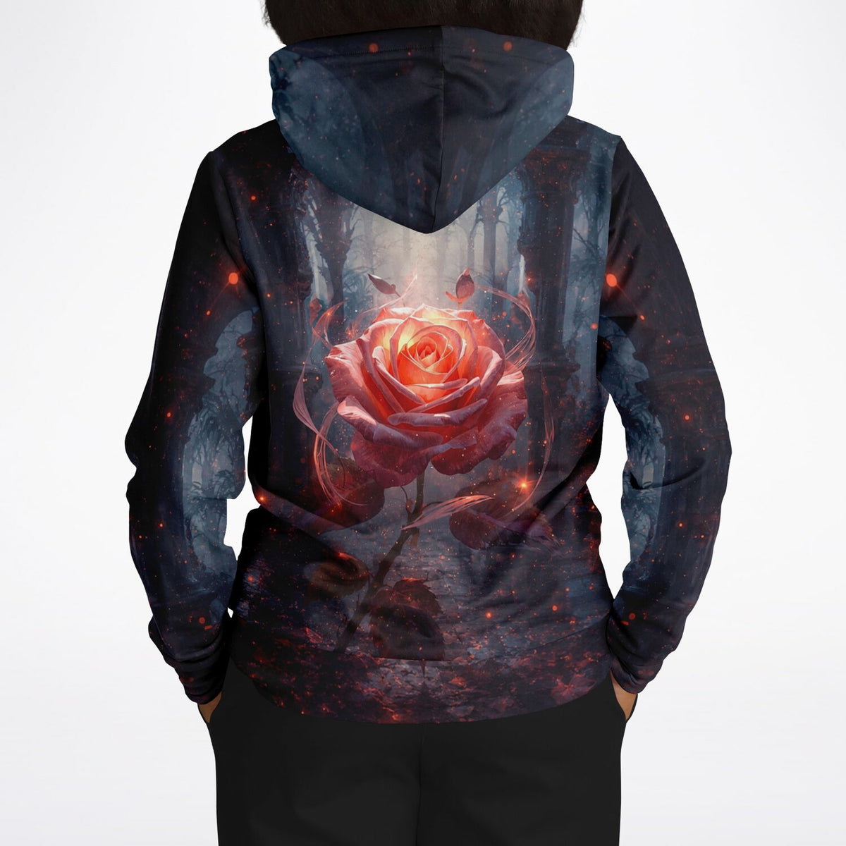 Hoodie mit Herzflamme Rosenmotiv, geeignet für Fans von Diamond Painting und Malen nach Zahlen für Erwachsene