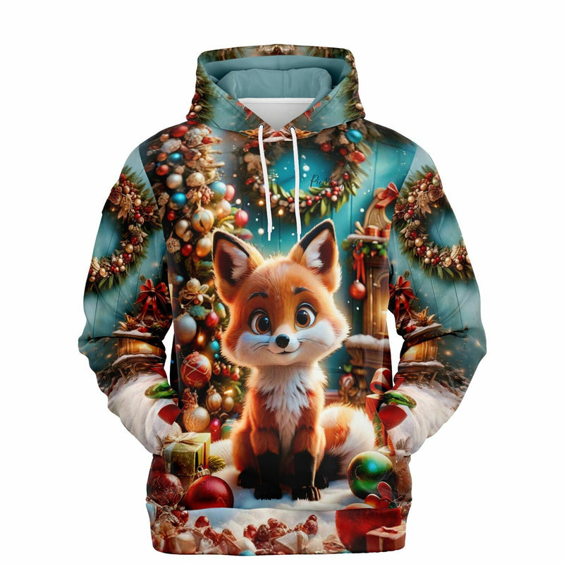 Dreamer Hoodie mit niedlichem Fuchs-Motiv, weihnachtlicher Dekoration und festlichem All-Over-Print Design für DIY-Fans