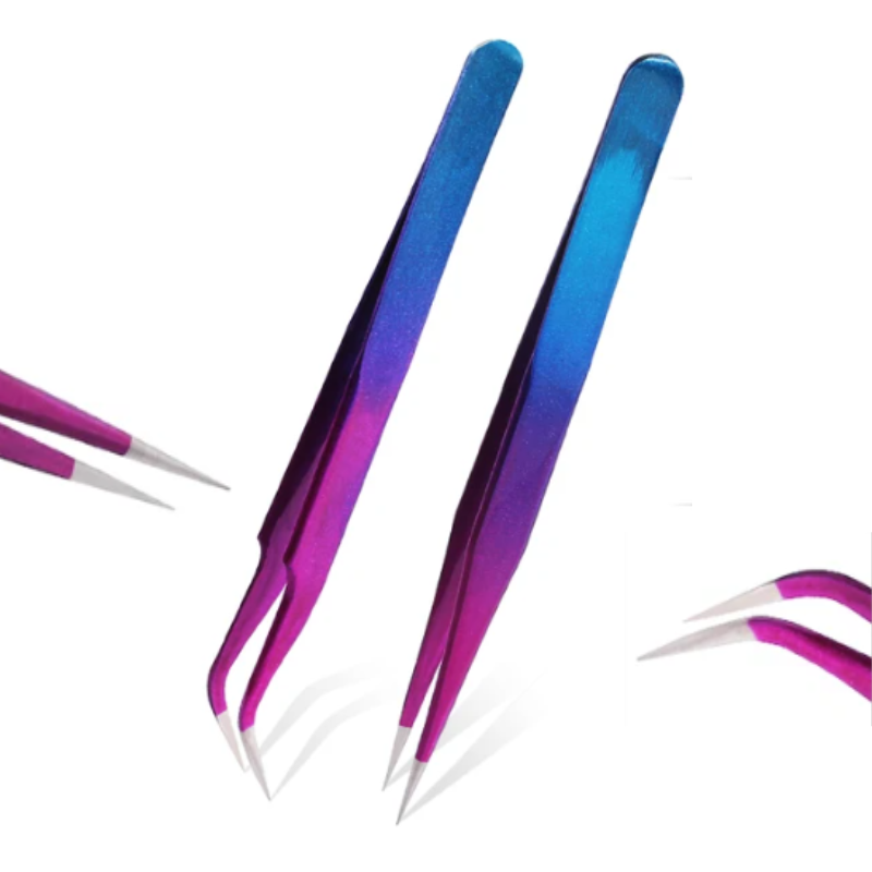 2er Set bunte Edelstahl Pinzetten für Diamond Painting, ideales Diamond Painting Zubehör zum präzisen Steinesetzen.
