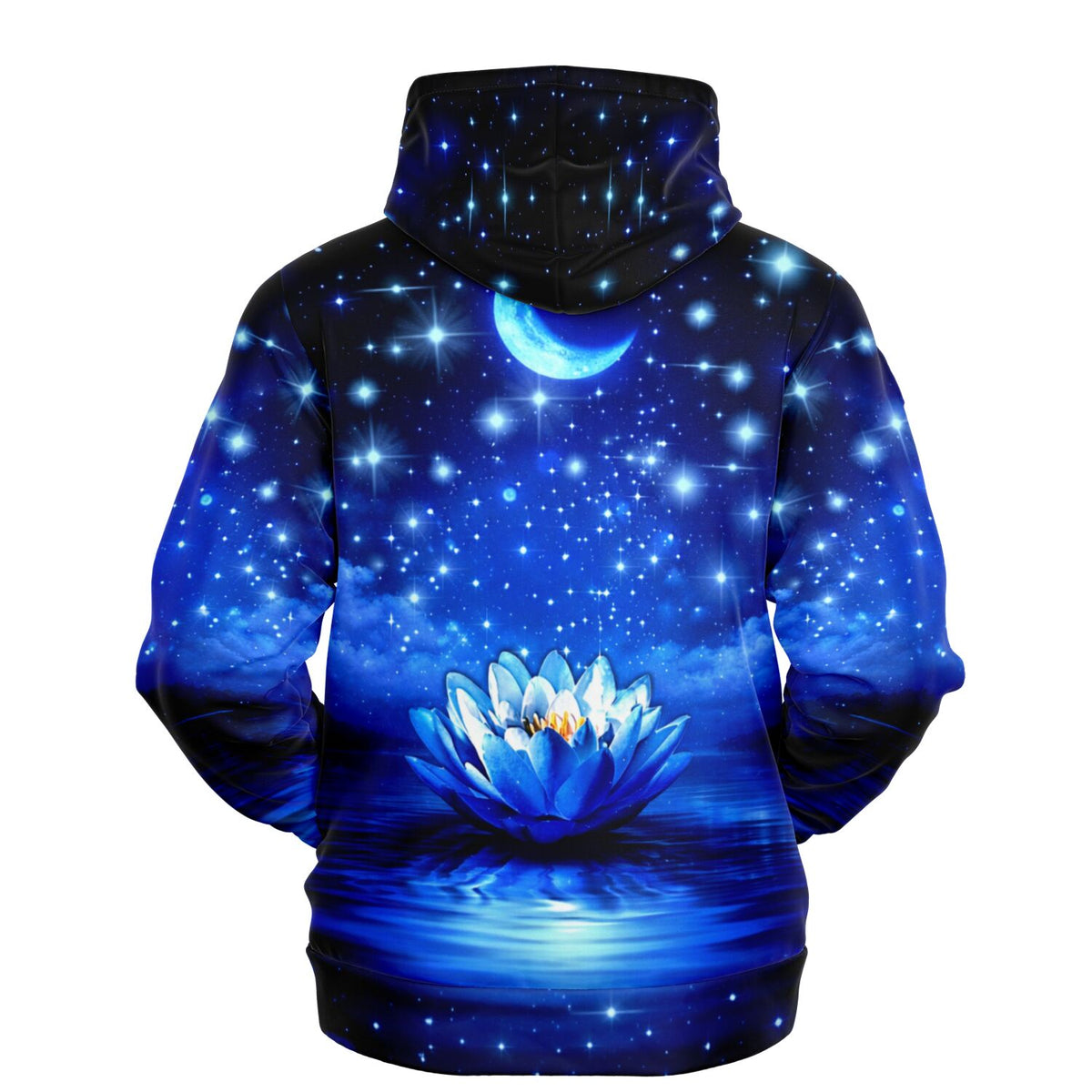 Dreamer Hoodie mit Blaue Seerose Motiv bei Nacht, passend zum Stil unserer Diamond Painting und Malen nach Zahlen Sets