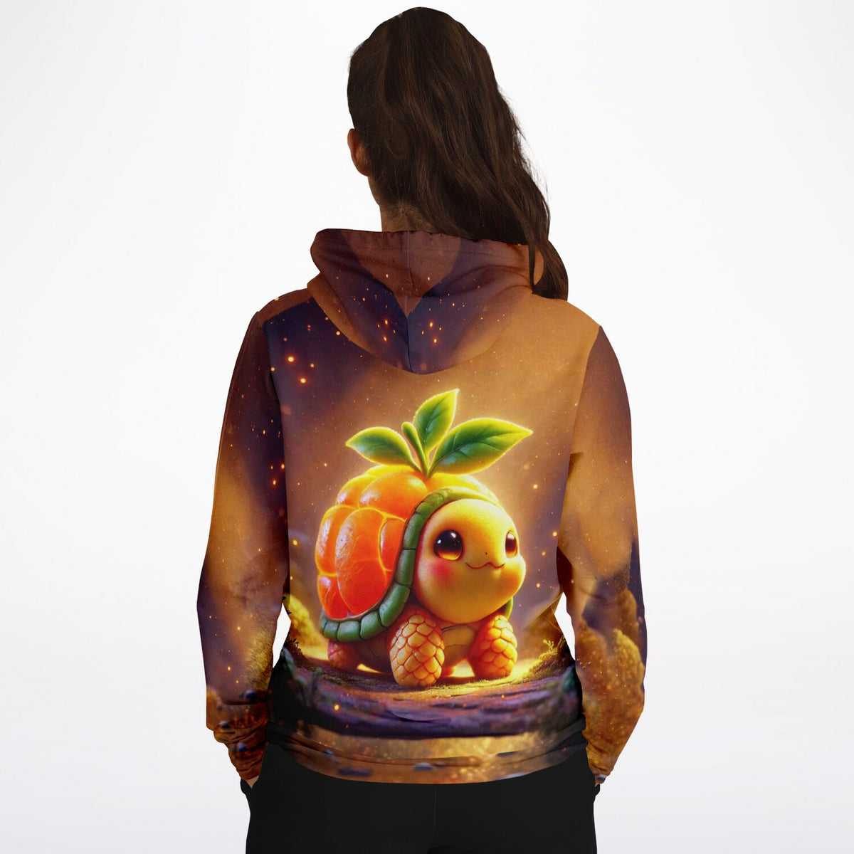 Dreamer Hoodie Frutty mit niedlichem Schildkröten-Frucht-Motiv im All-Over-Print für Fans kreativer Designs