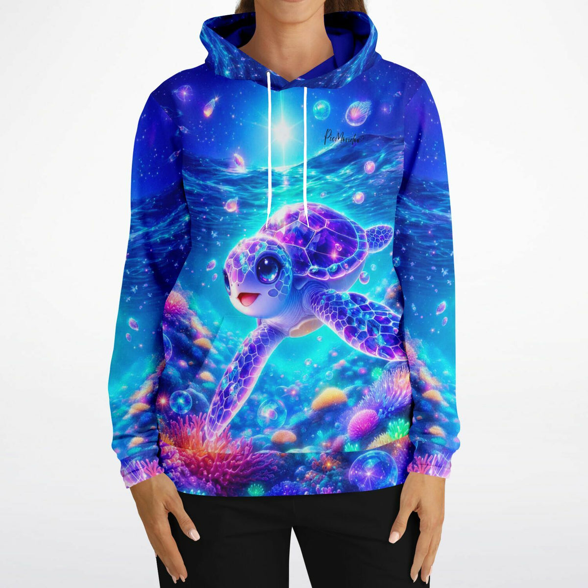 Dreamer Hoodie Sternenschildi mit magischem Unterwasser-Design, passend zum Diamond Painting Stil in leuchtenden Farben.