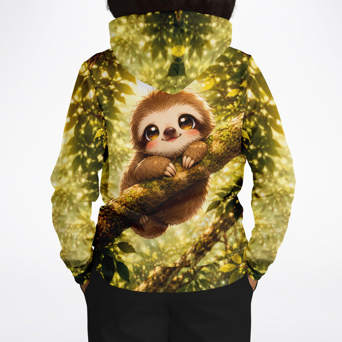 Dreamer Hoodie mit niedlichem Faultier-Motiv im Wald, perfekt für Fans von Malen nach Zahlen und Diamond Painting