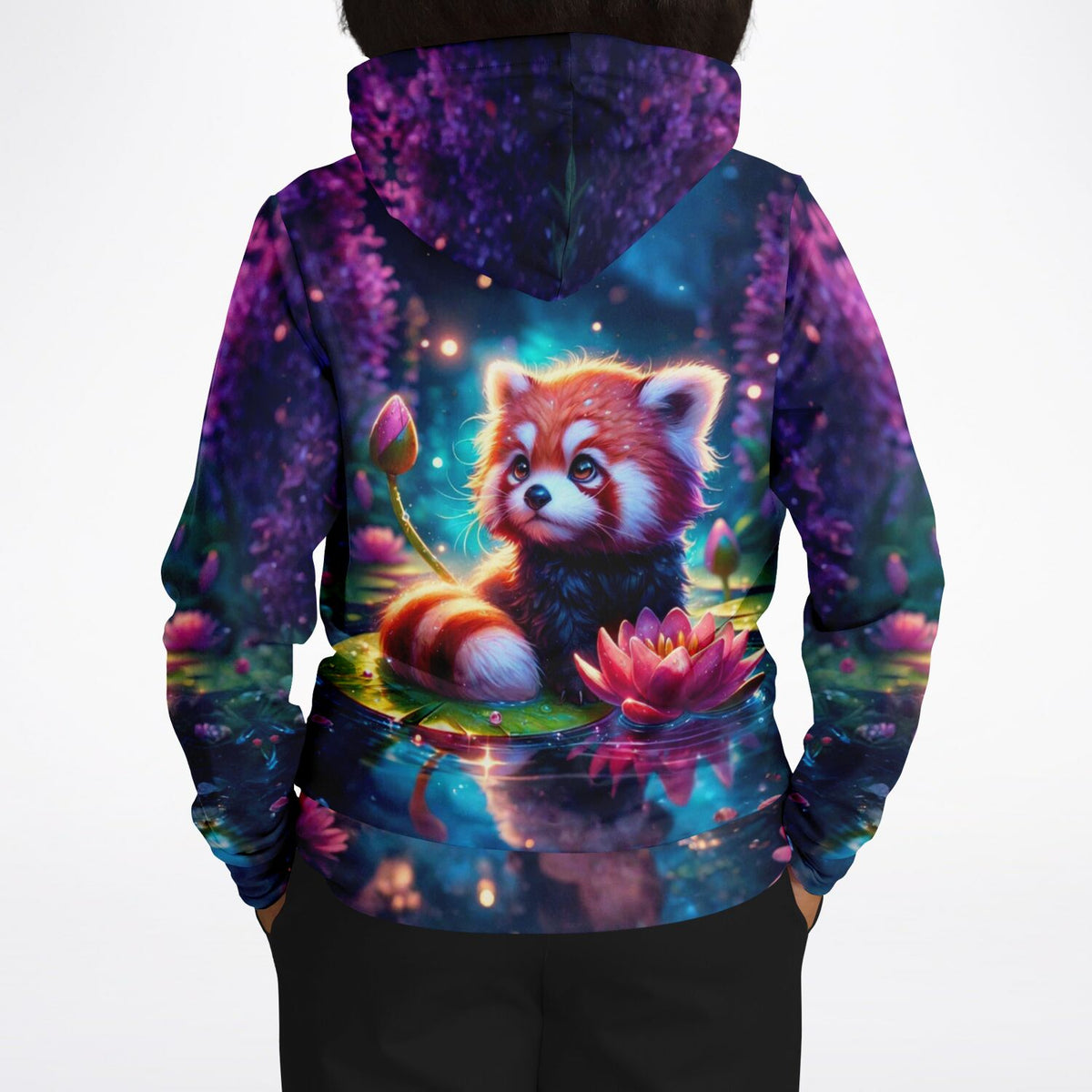 Dreamer Hoodie Miko mit süßem Roten Panda Motiv in leuchtenden Farben, perfekt für Diamond Painting und Kunst-Fans.