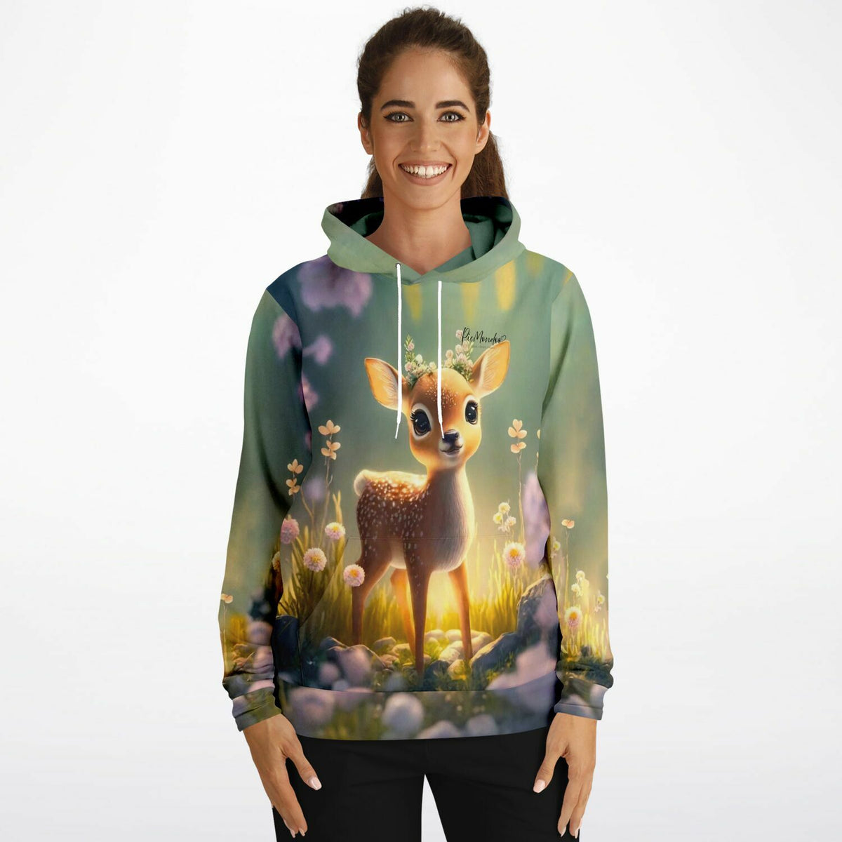 Dreamer Hoodie mit Rehkitz Anabell Motiv, passend im Stil zu Diamond Painting und Malen nach Zahlen für Erwachsene.