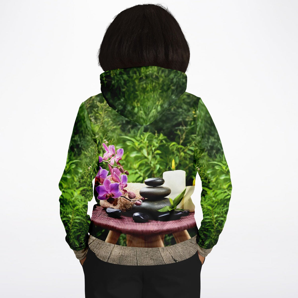 Dreamer Hoodie mit Oase-Print: Zen-Steine, Orchidee und Kerze – perfekt für Fans von Malen nach Zahlen und Zen-Motiven