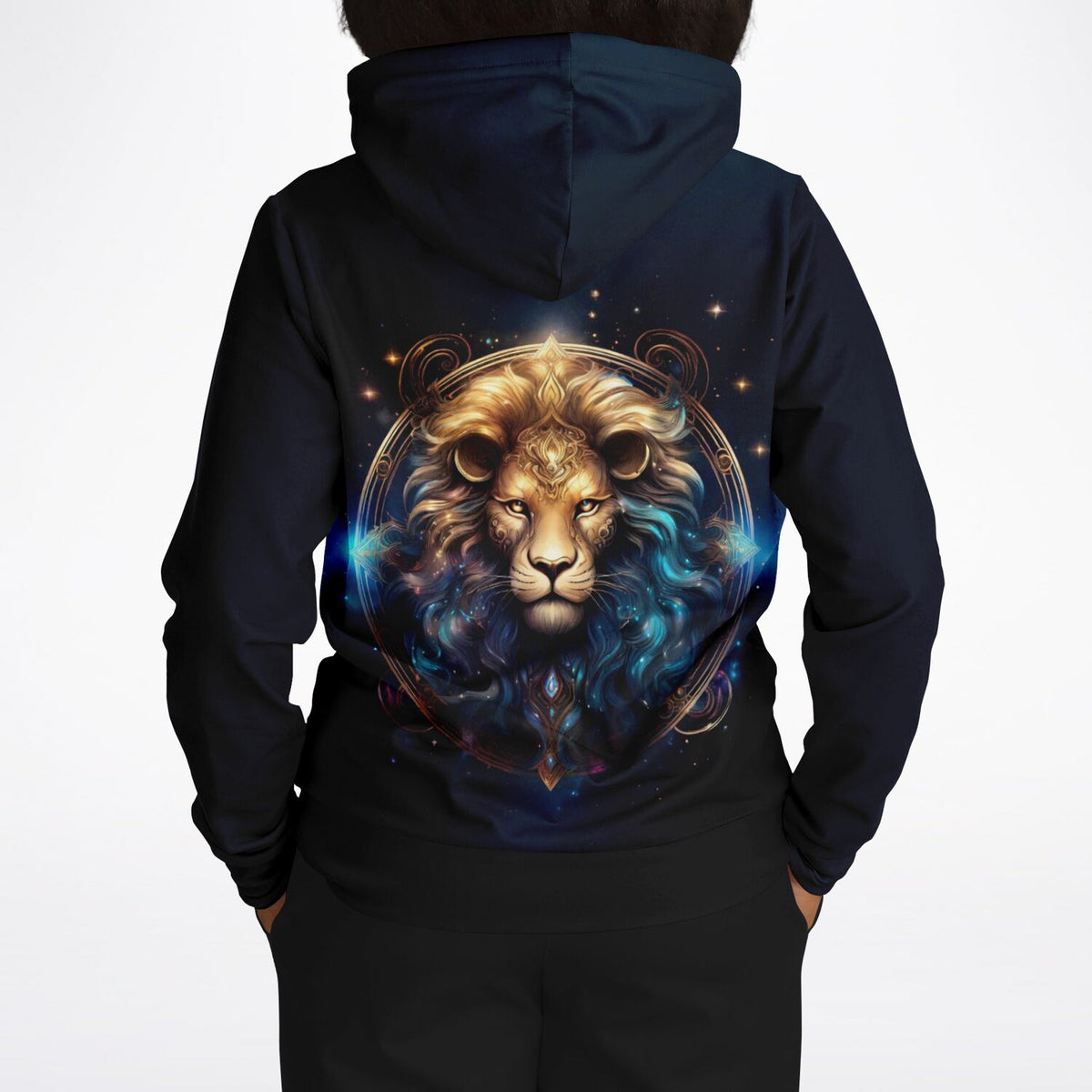 Schwarzer Hoodie mit Löwen-Print, passend für Fans von Diamond Painting und Malen nach Zahlen Motiven