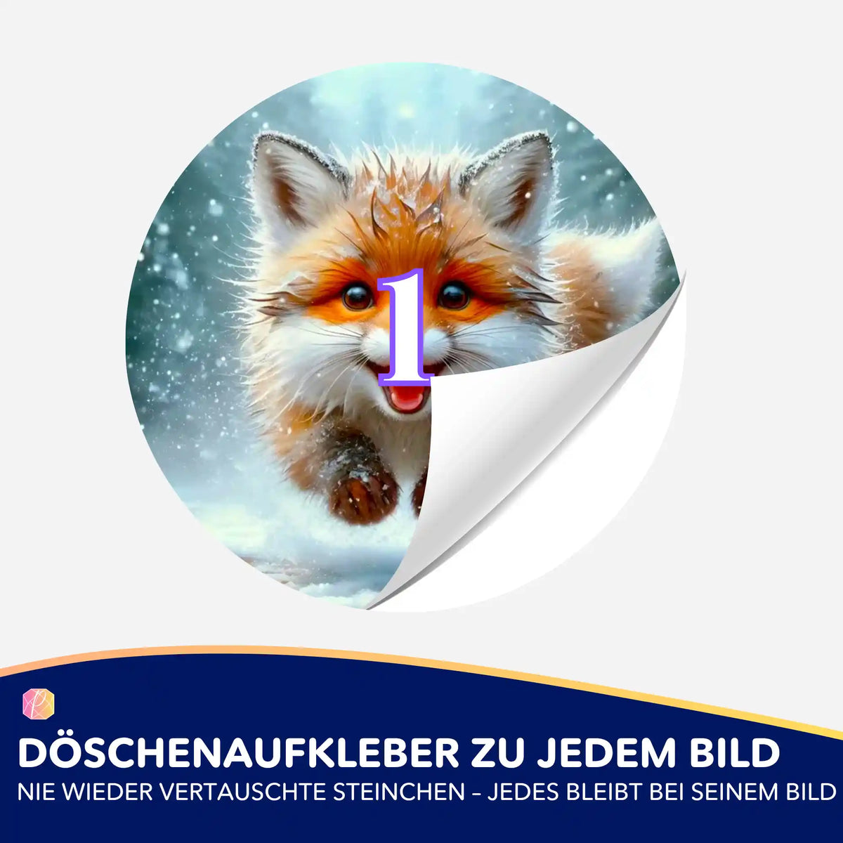 Runder Döschenaufkleber mit Fuchs-Motiv für Diamond Painting Zubehör zur Ordnung der Steine